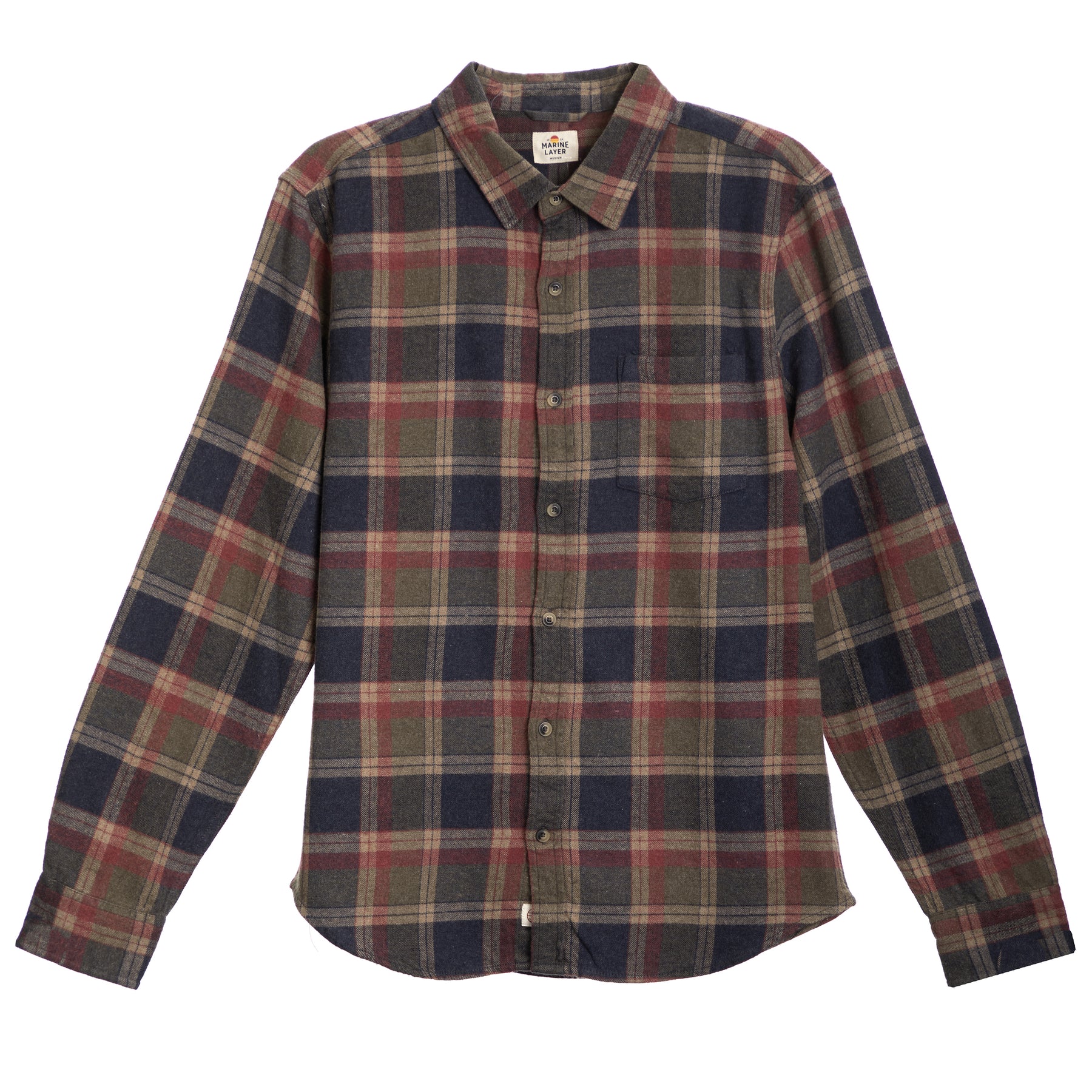 Classic Fit Balboa Button Down Olive Plaid