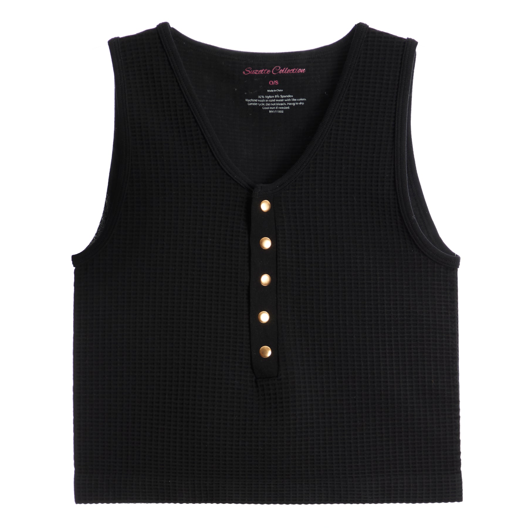Seamless Waffle Henley Tank