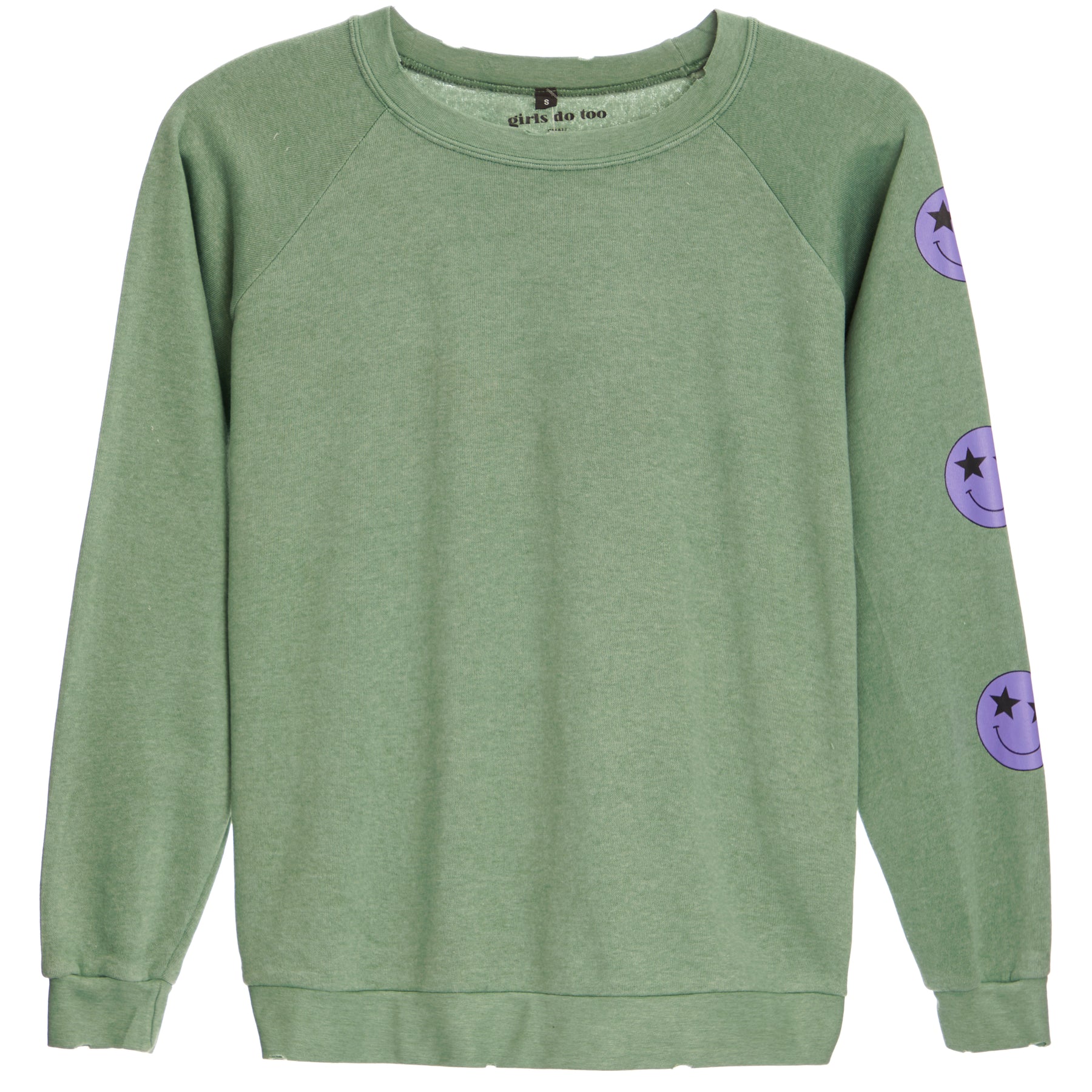 Oversized Sweatshrit With 3 Lavender Smiley