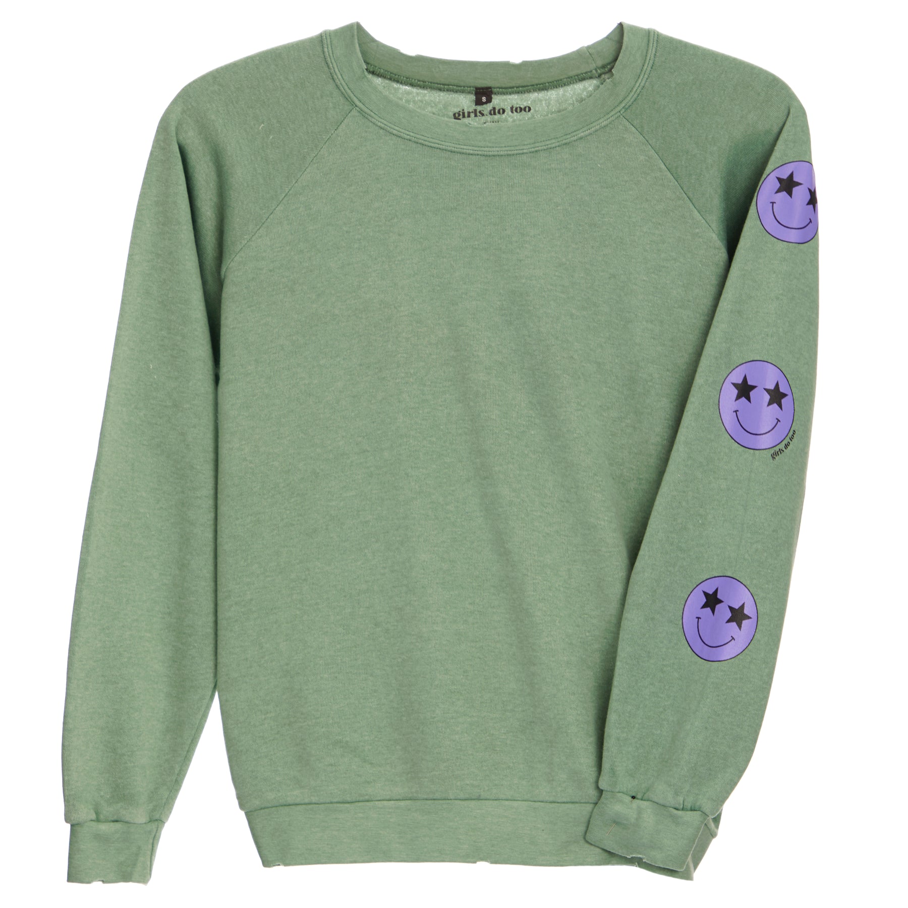 Oversized Sweatshrit With 3 Lavender Smiley