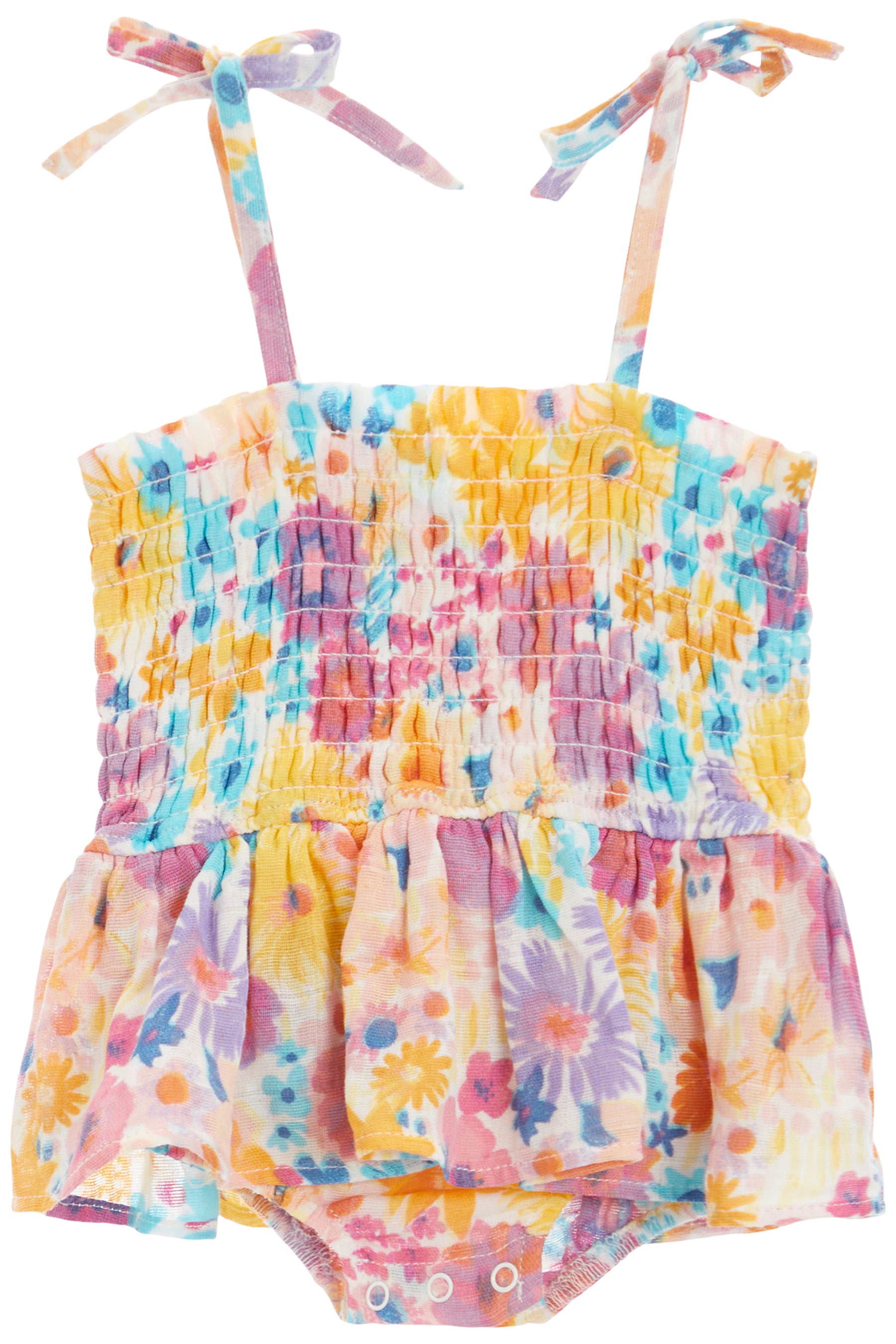 Smocked Bubble with Skirt- Floral