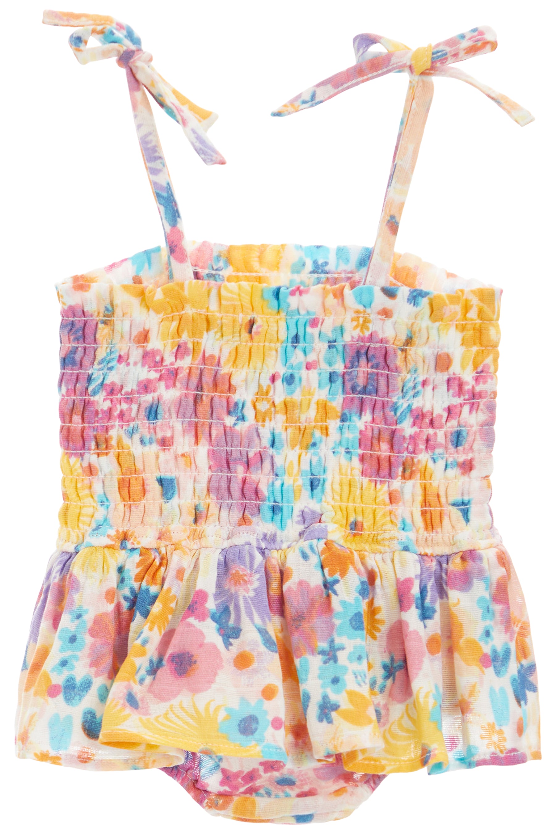 Smocked Bubble with Skirt- Floral