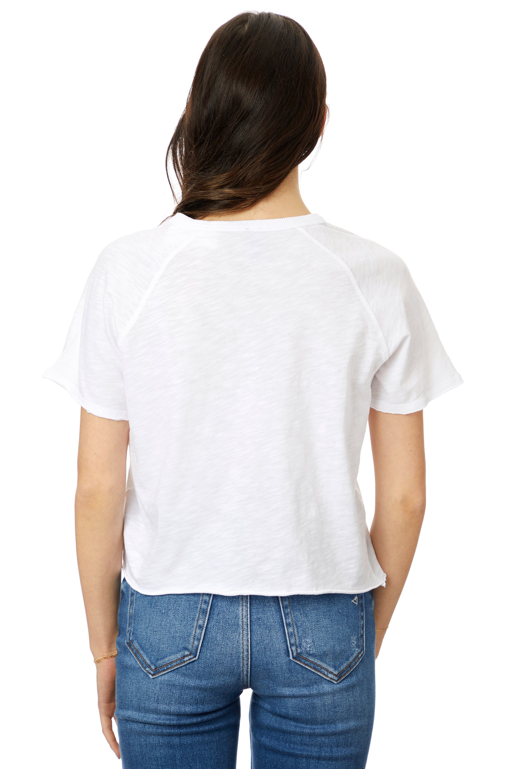 Split Neck Short Sleeve Raglan Tee