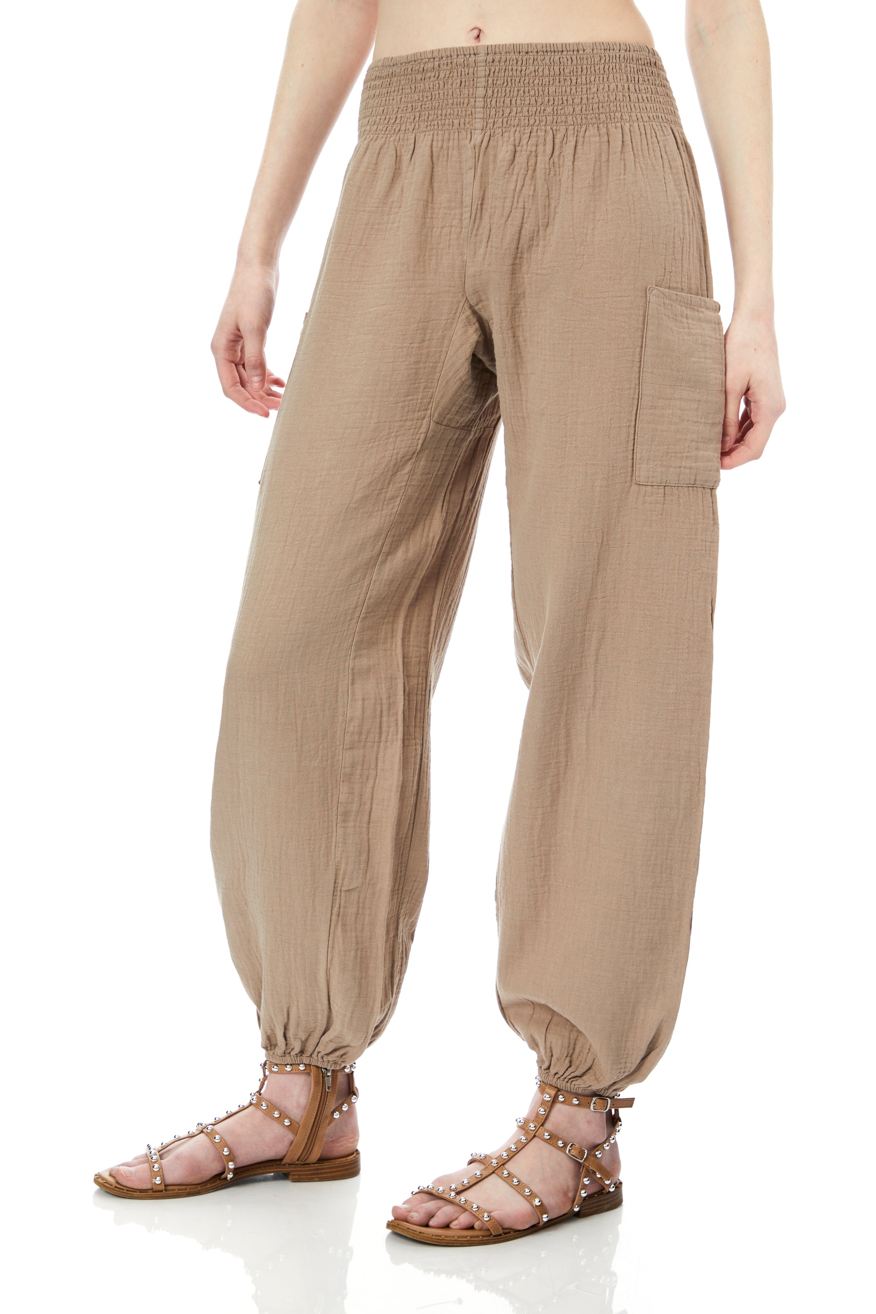 Smocked Waist Pocket Jogger
