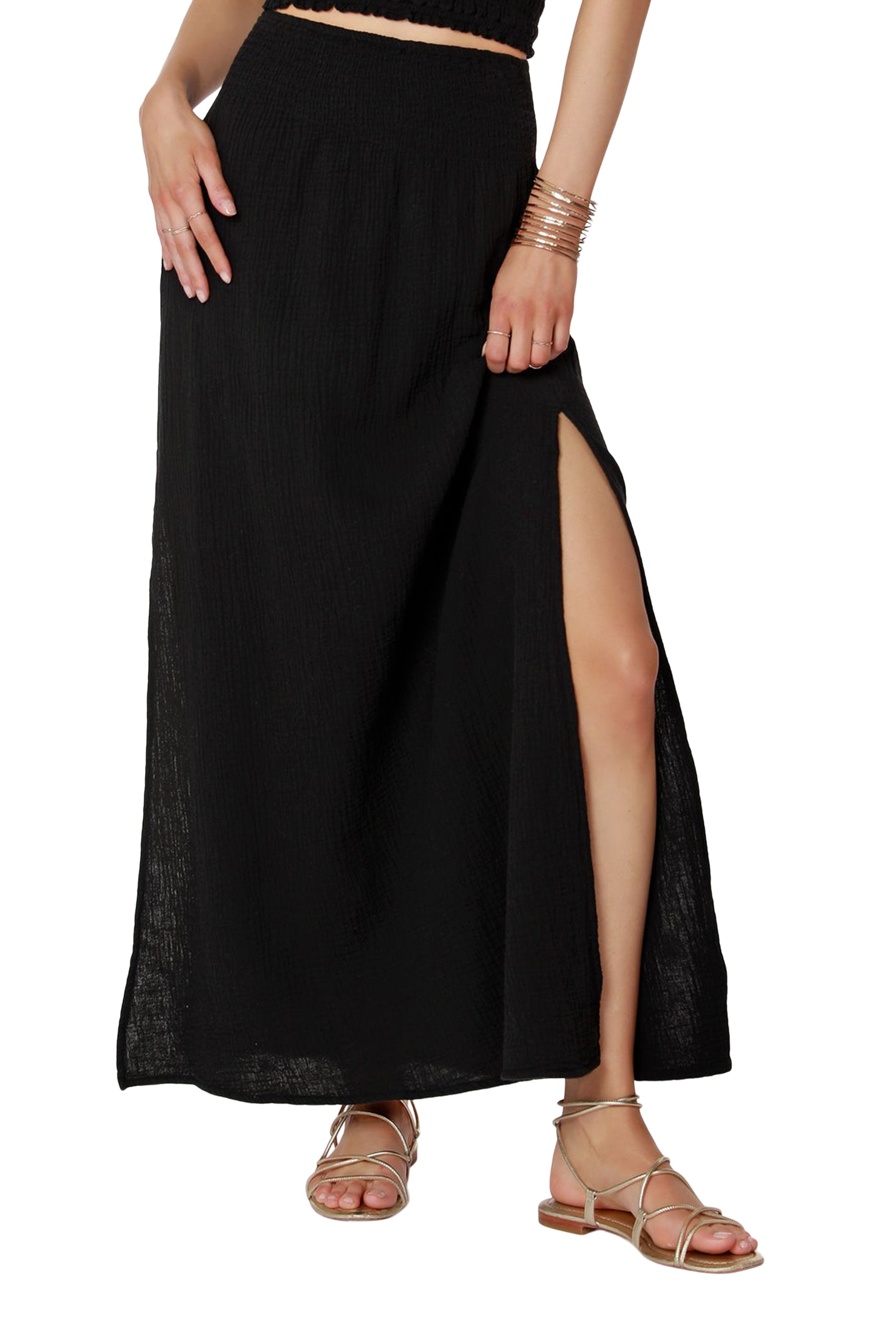 Gauze Maxi Smocked Skirt