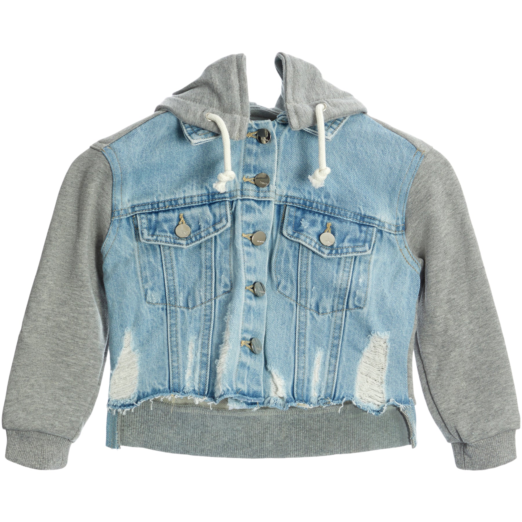Denim Crop Jacket with French Terry