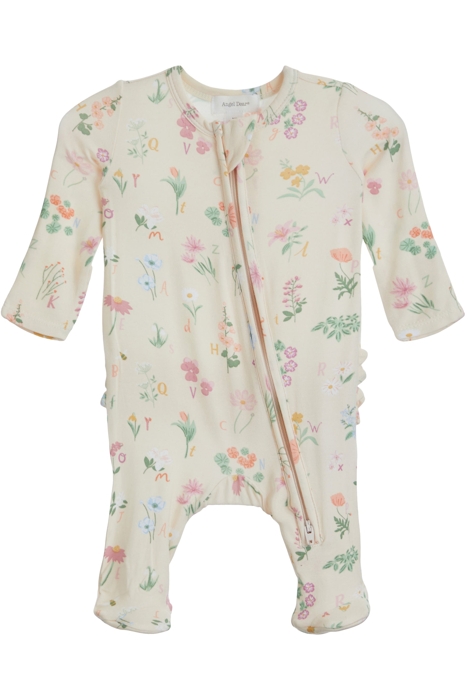 2-Way Ruffle Zipper Footie- ABC floral