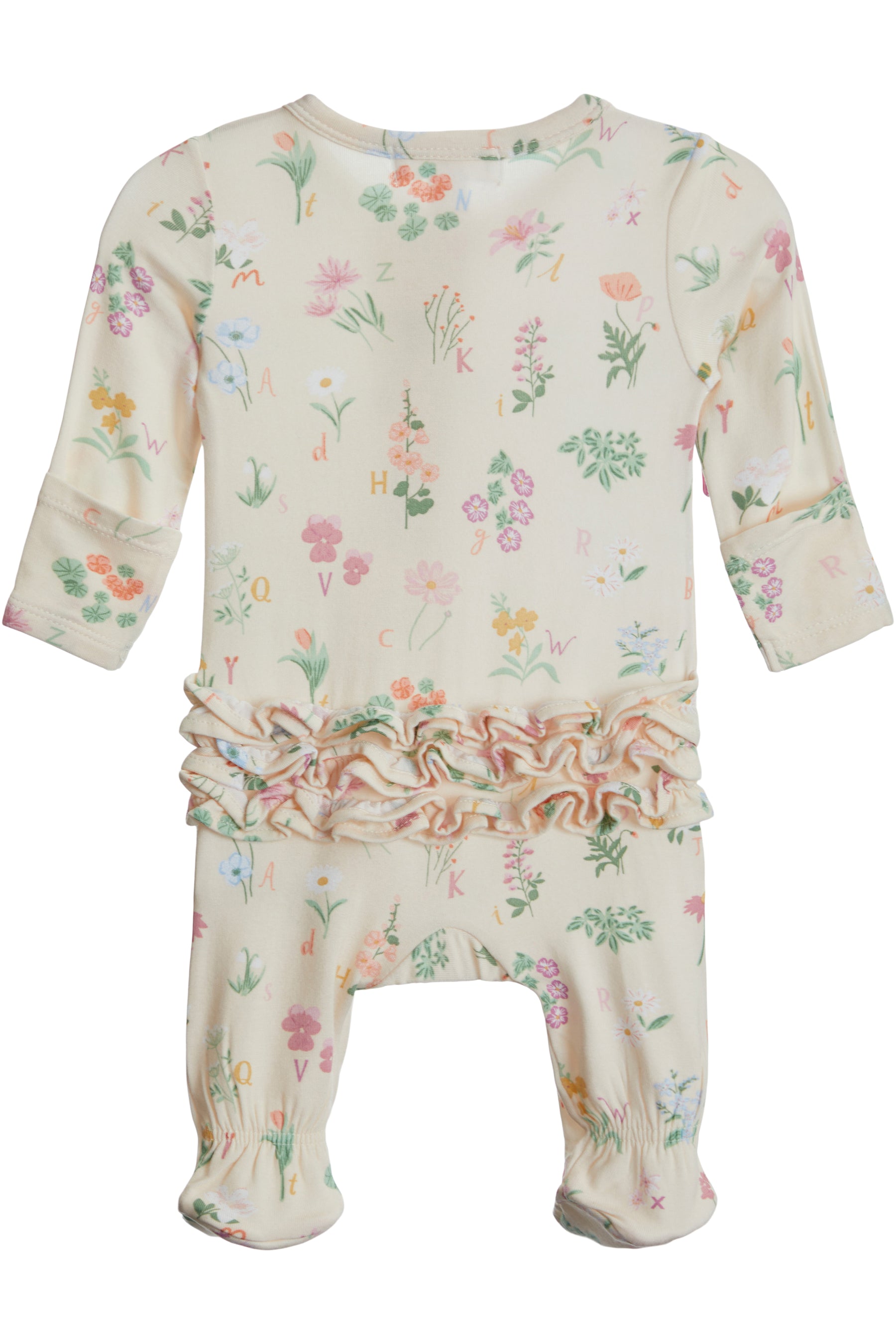 2-Way Ruffle Zipper Footie- ABC floral