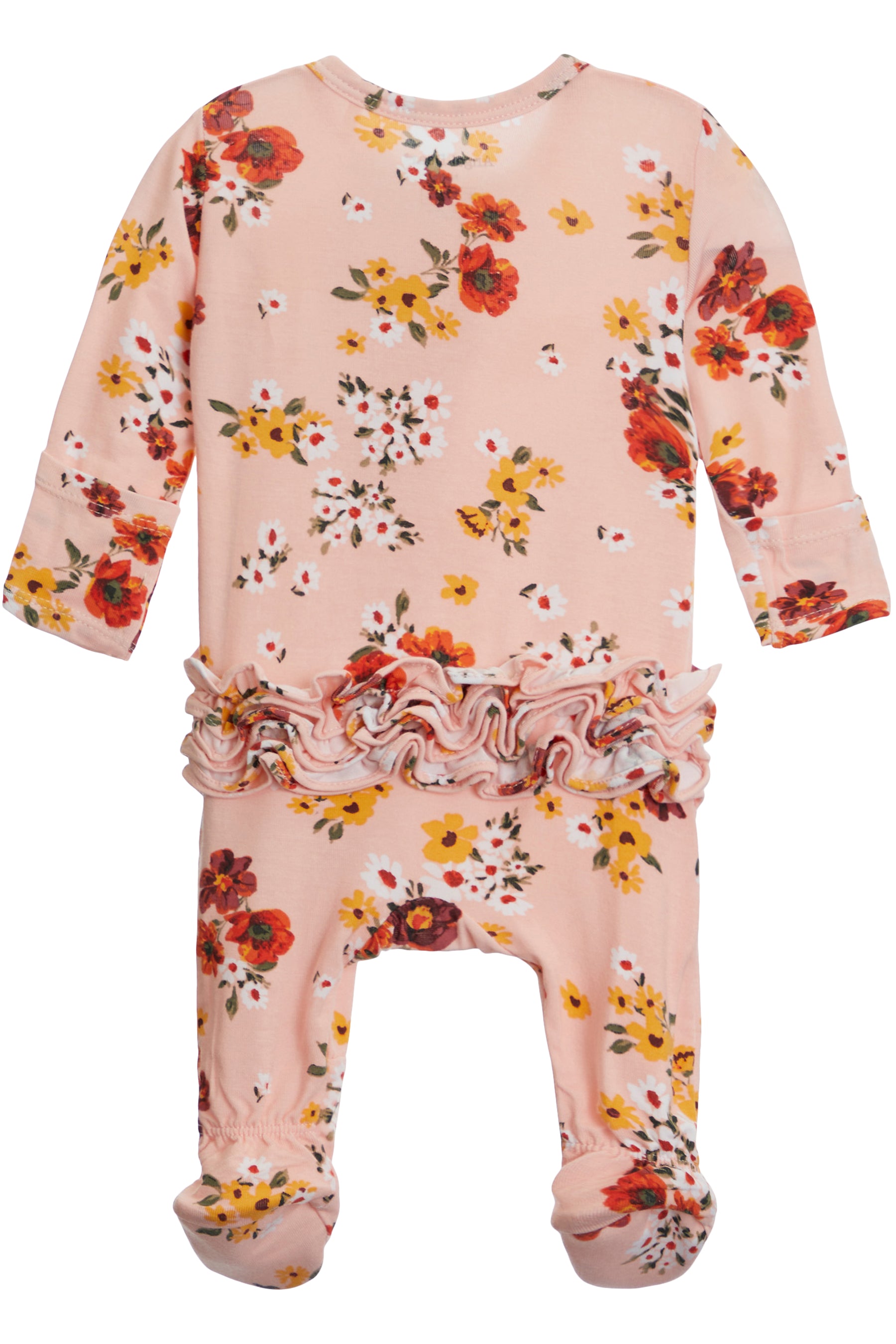 2-Way Ruffle Zipper Footie- Poppies & Daisies