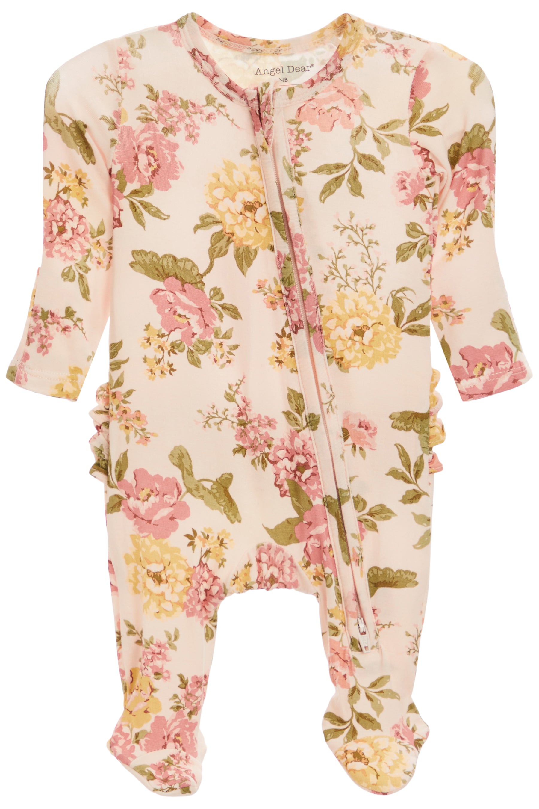 2-way Zip Ruffle Back Footie- Dahlia