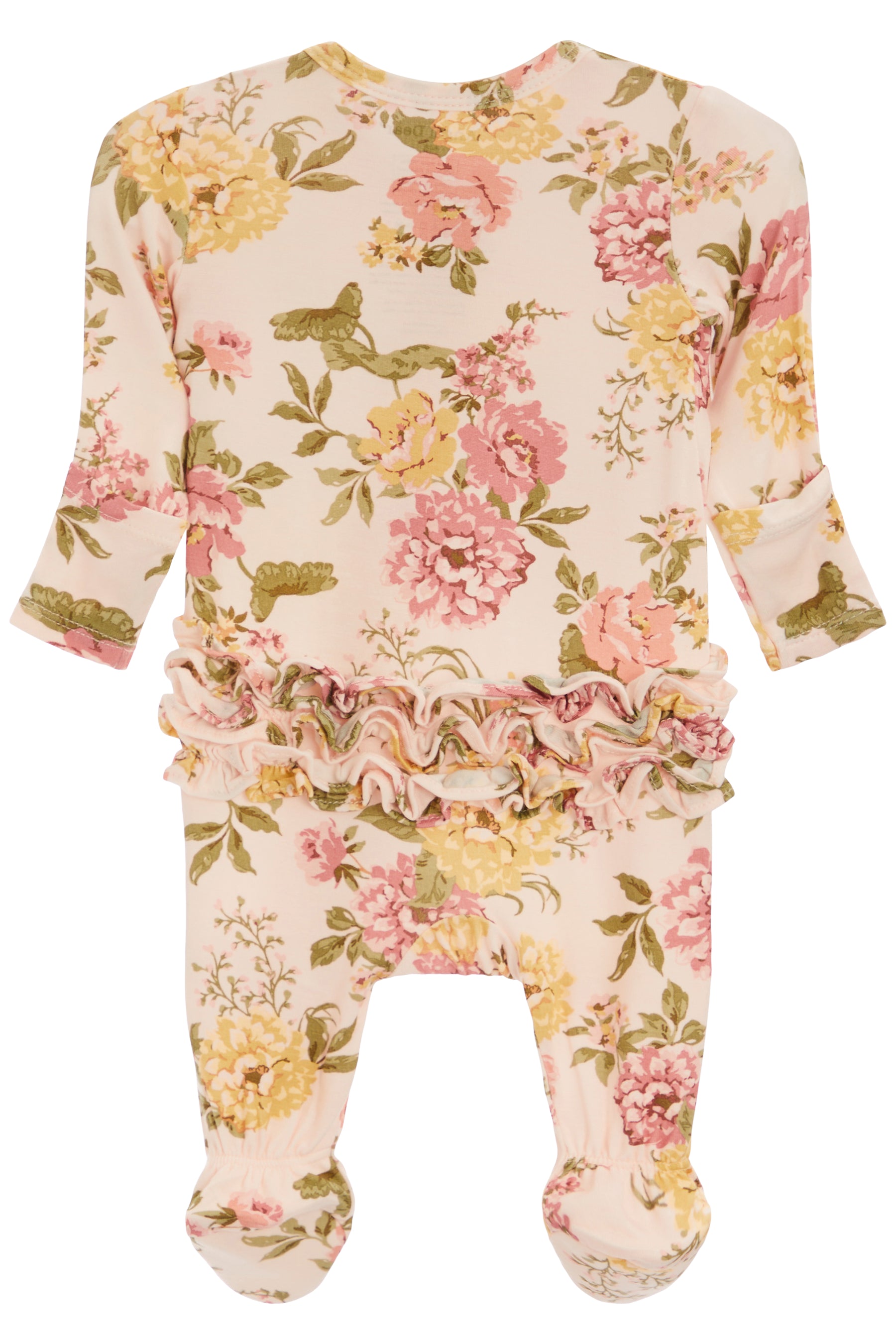 2-way Zip Ruffle Back Footie- Dahlia