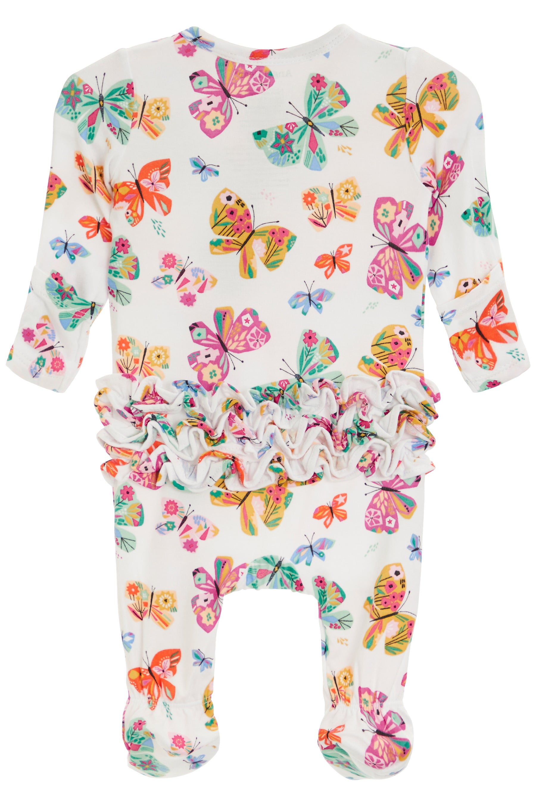 Geo Butterfly Ruffle Back 2-Way Zipper Footie
