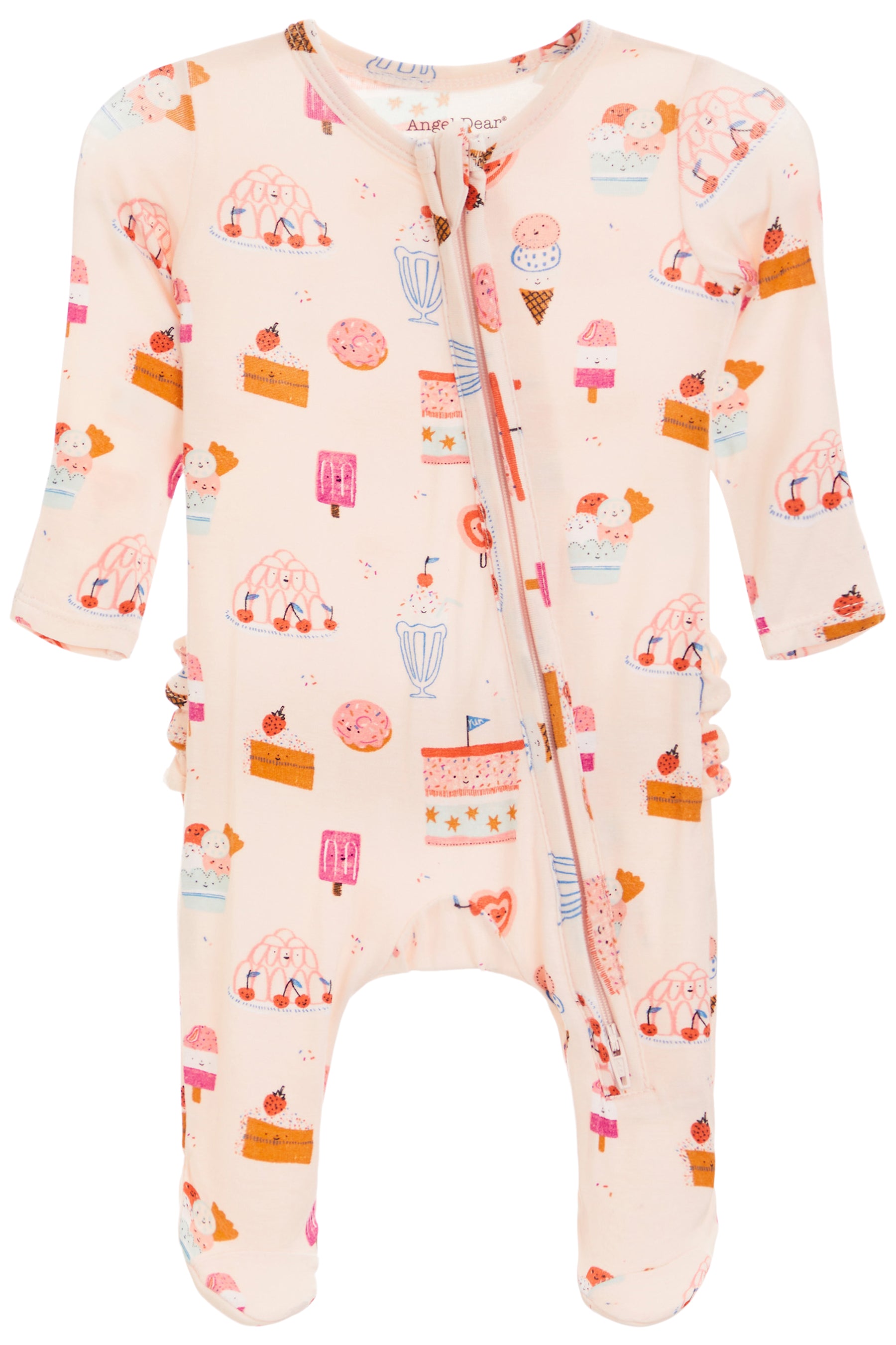 Ruffle Back Zipper Footie- Ice Cream
