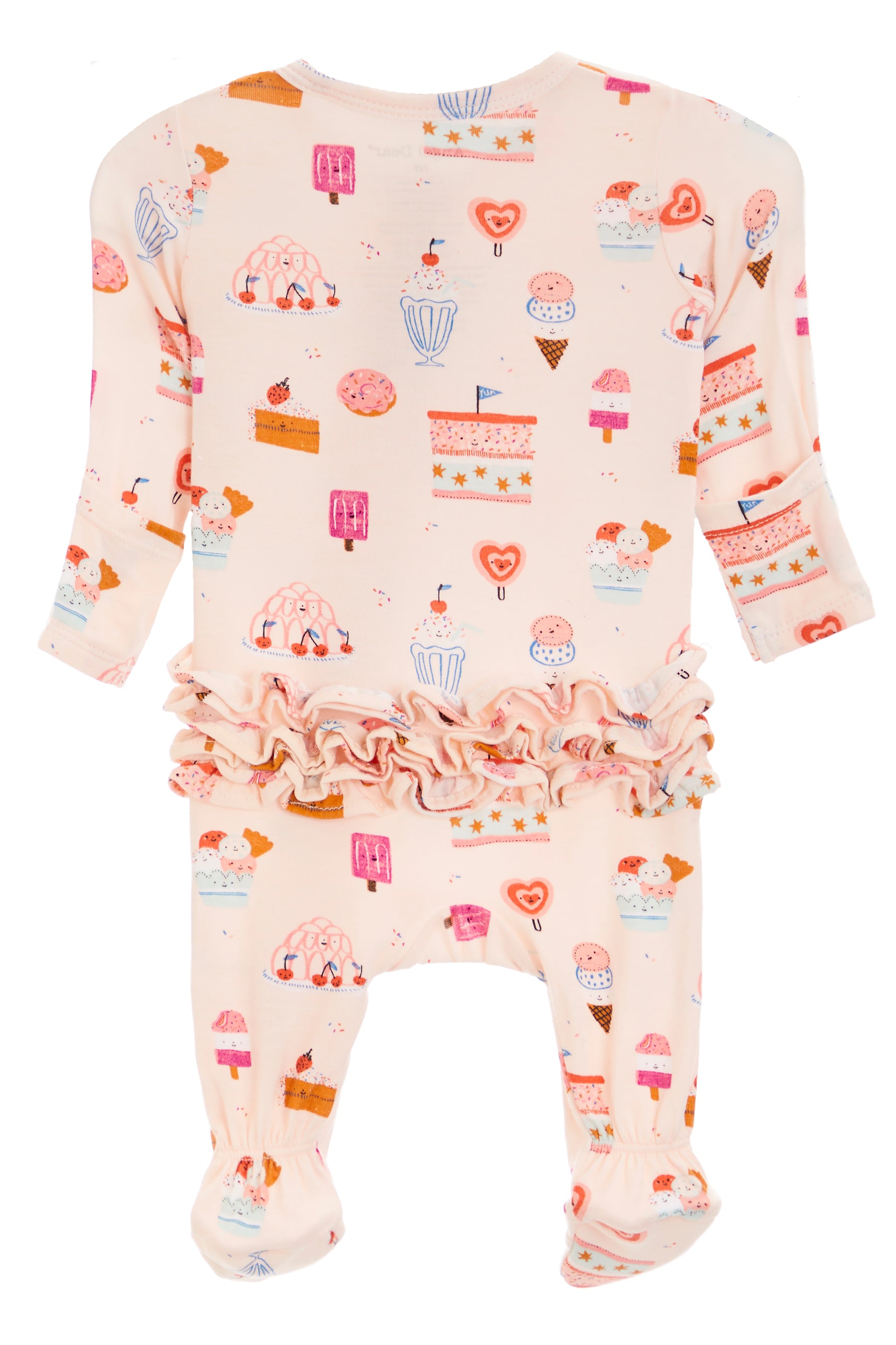 Ruffle Back Zipper Footie- Ice Cream