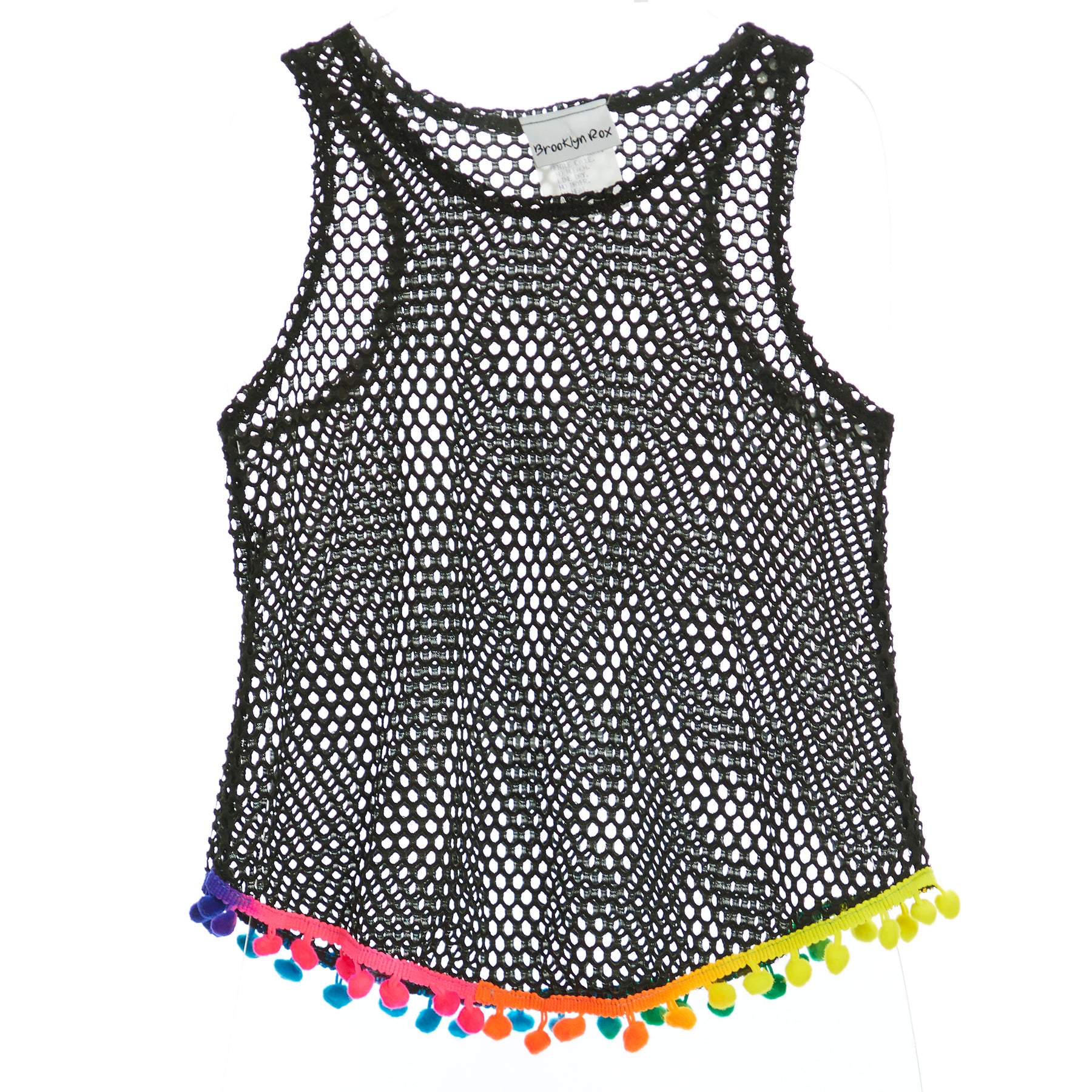 Star Crochet With Rainbow PomPoms
