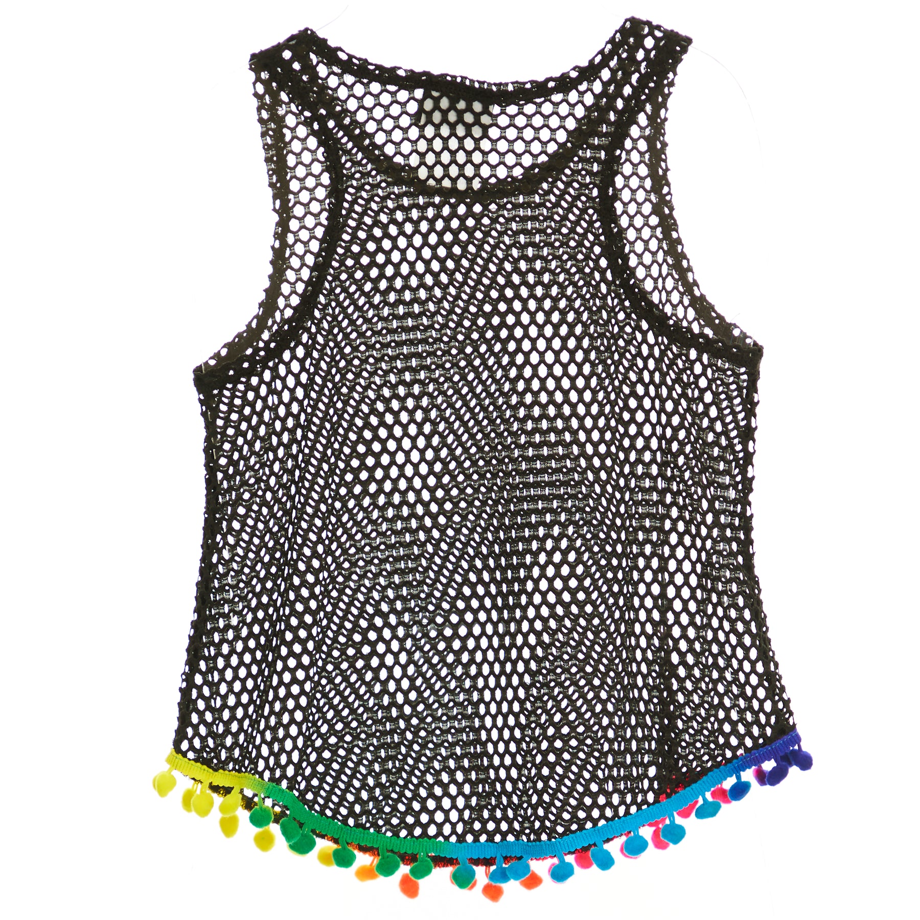 Star Crochet With Rainbow PomPoms
