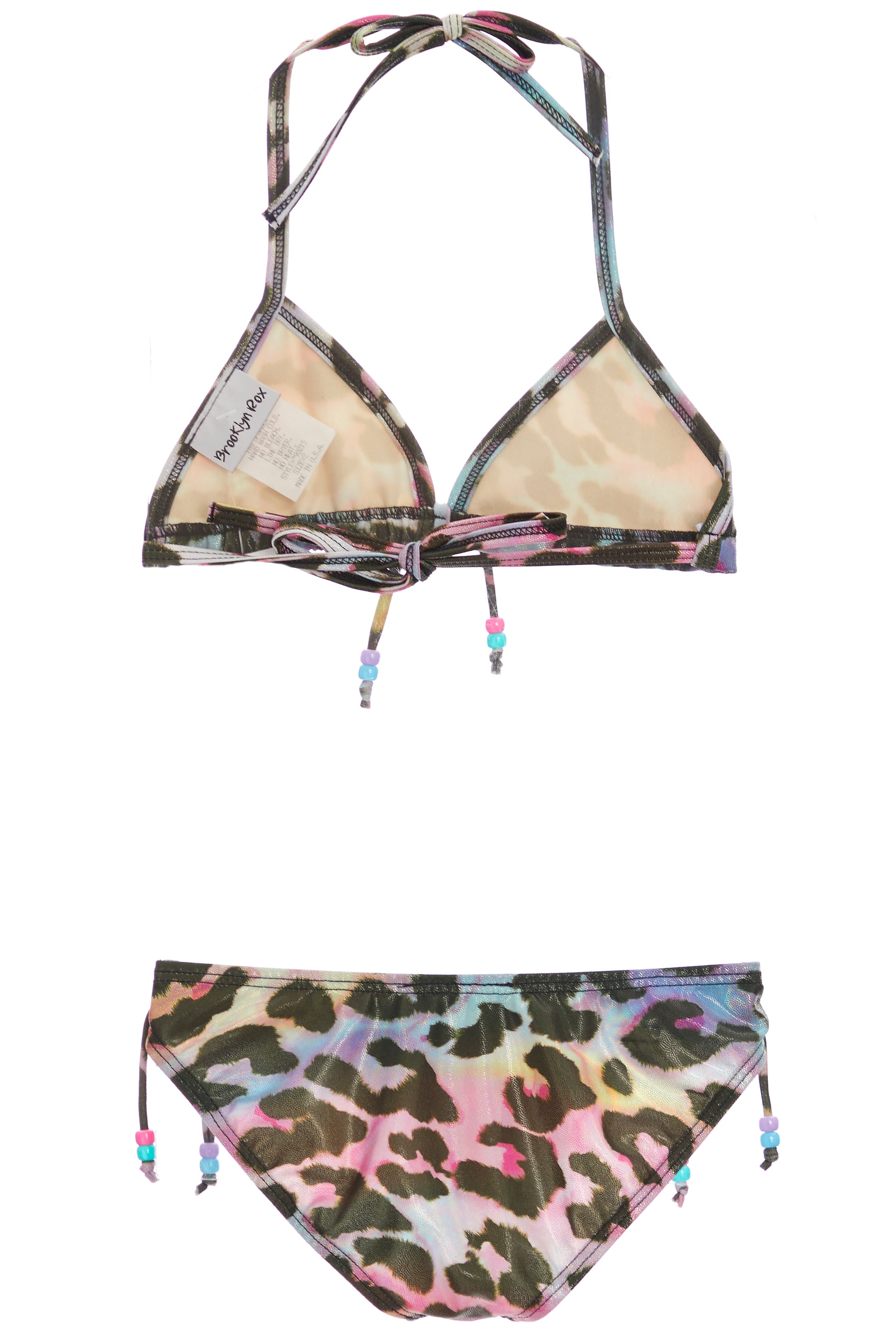 Multi Leopard Foil Bikini with Beads