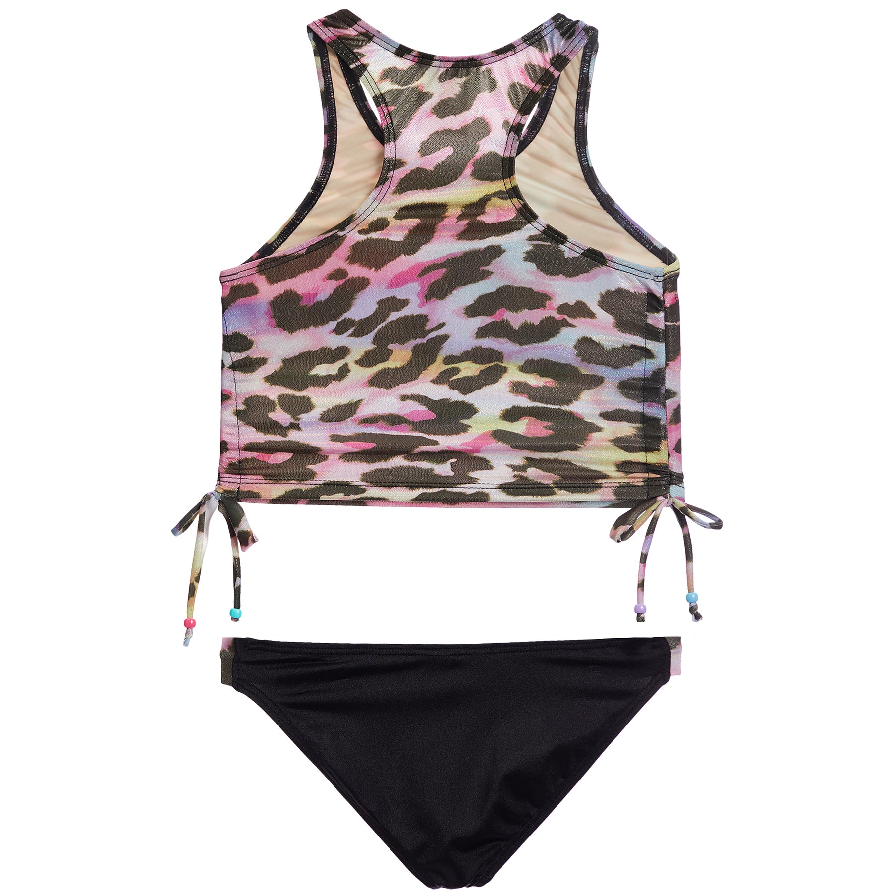 Multi Leopard Foil Tankini with Beads