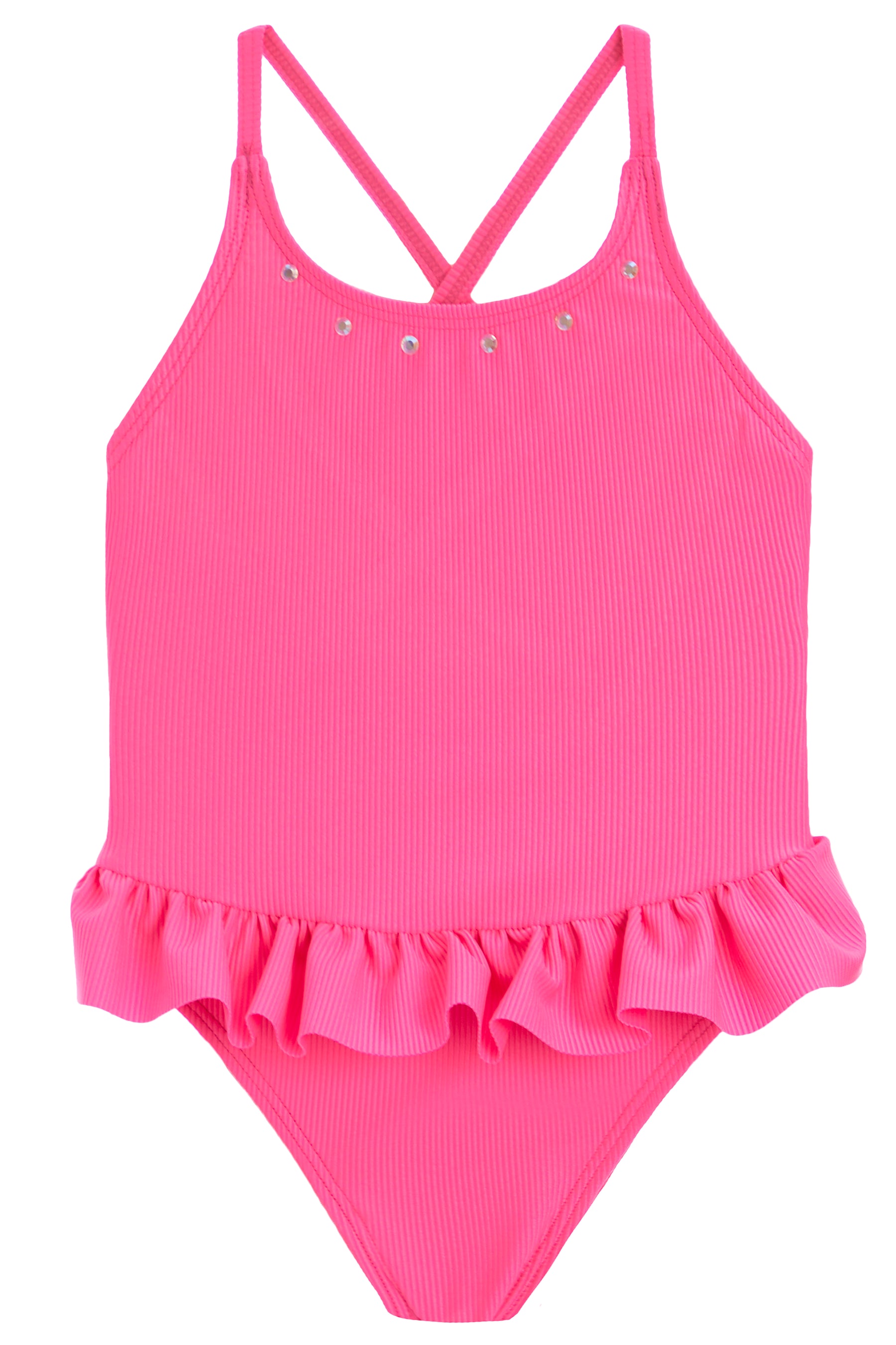1 Pc Ribbed Ruffle Suit with Studs