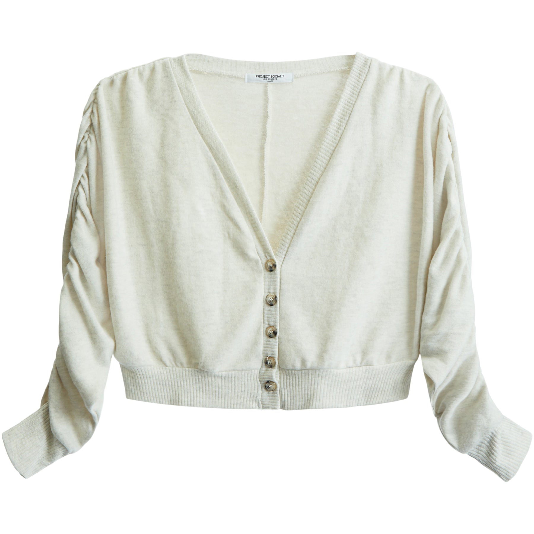 Aura Oatmeal Cozy Ruched Cardi