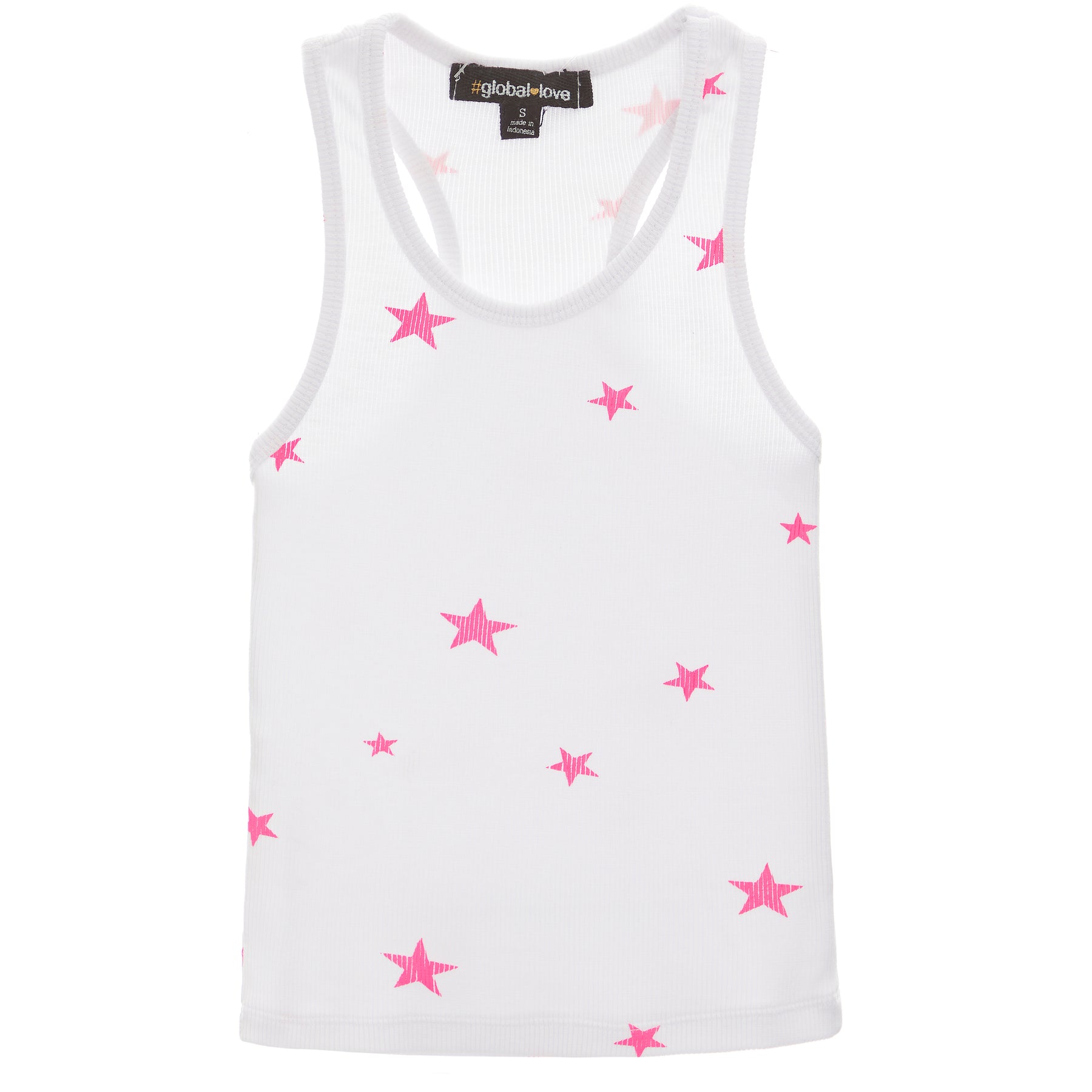 Neon Pink Stars Ribbed Tank