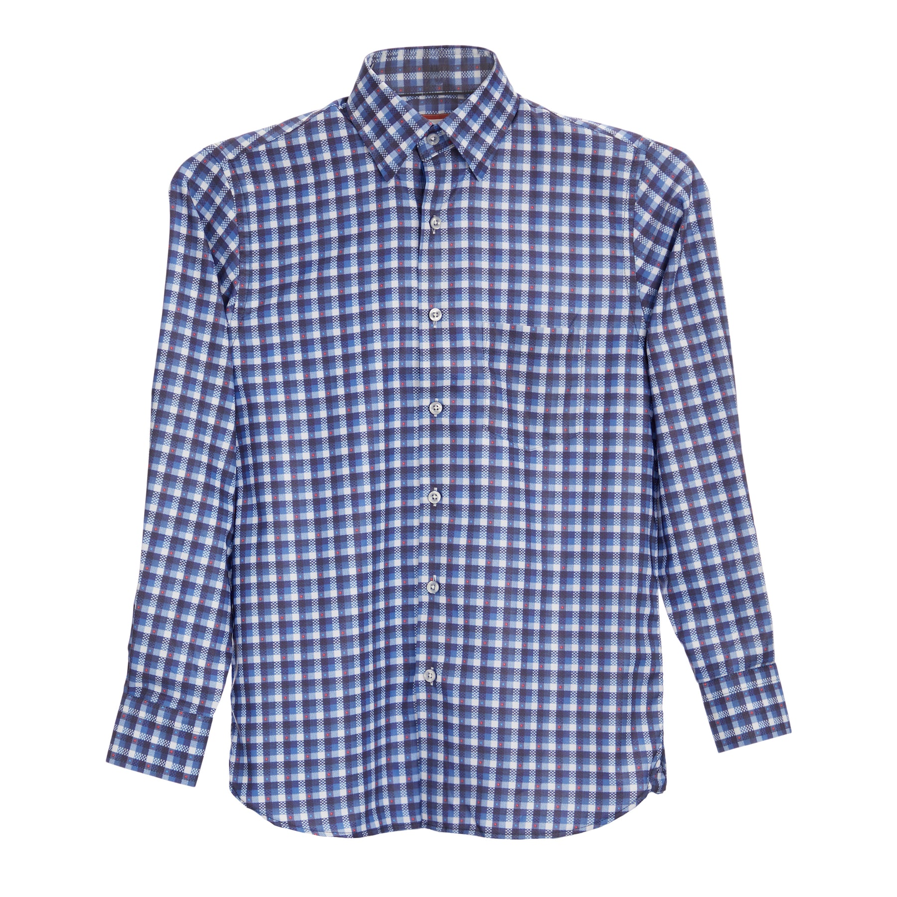 Blue Check shirt with Red dots