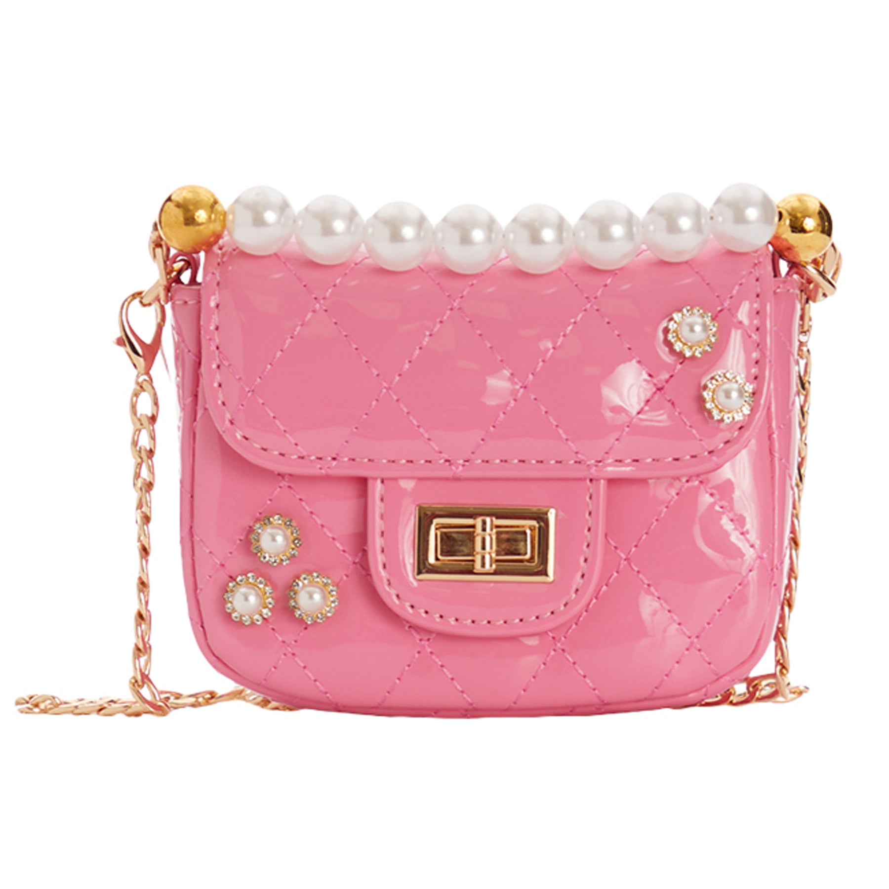 Patent Embellished Quilted Handbag