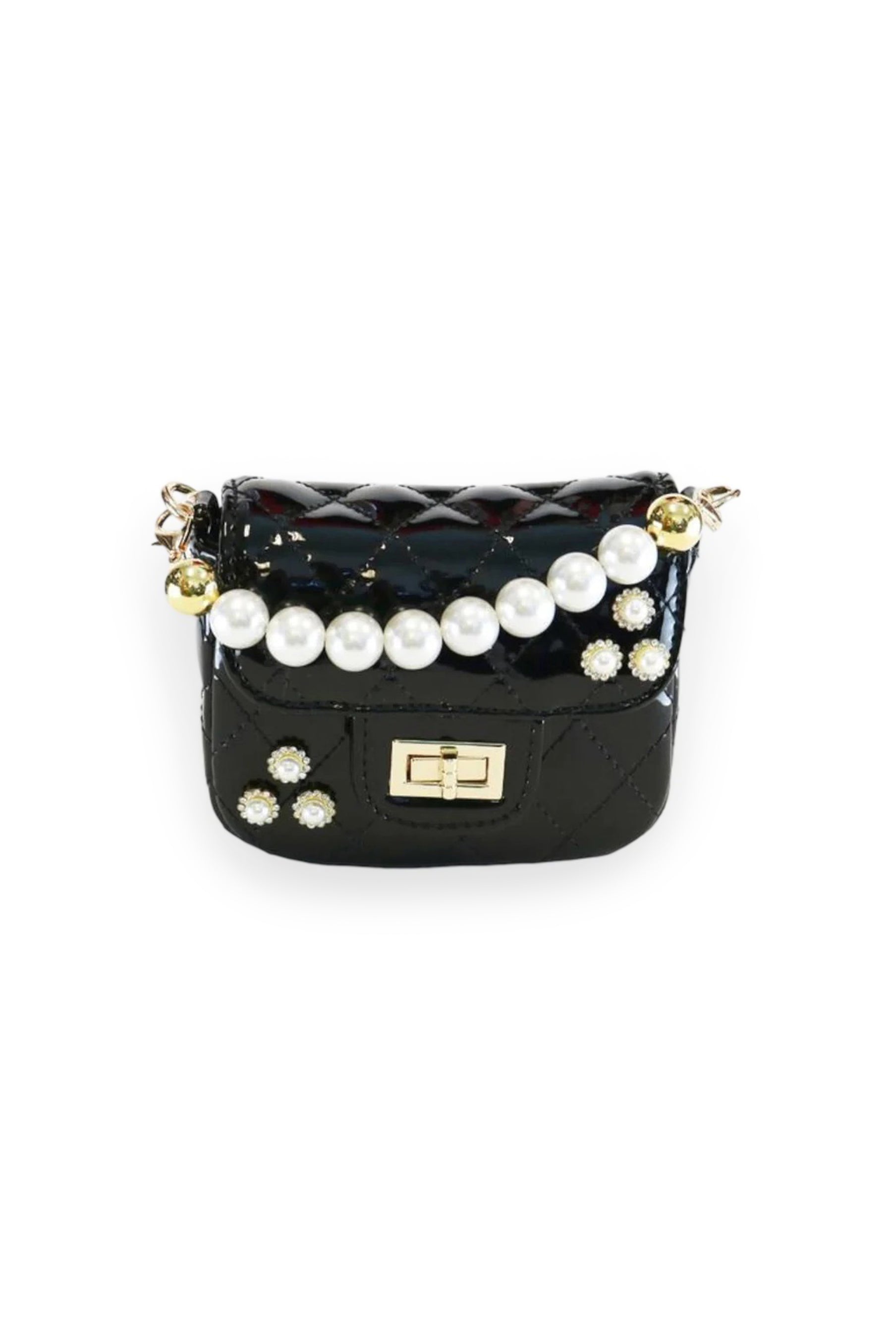 Patent Embellished Quilted Handbag