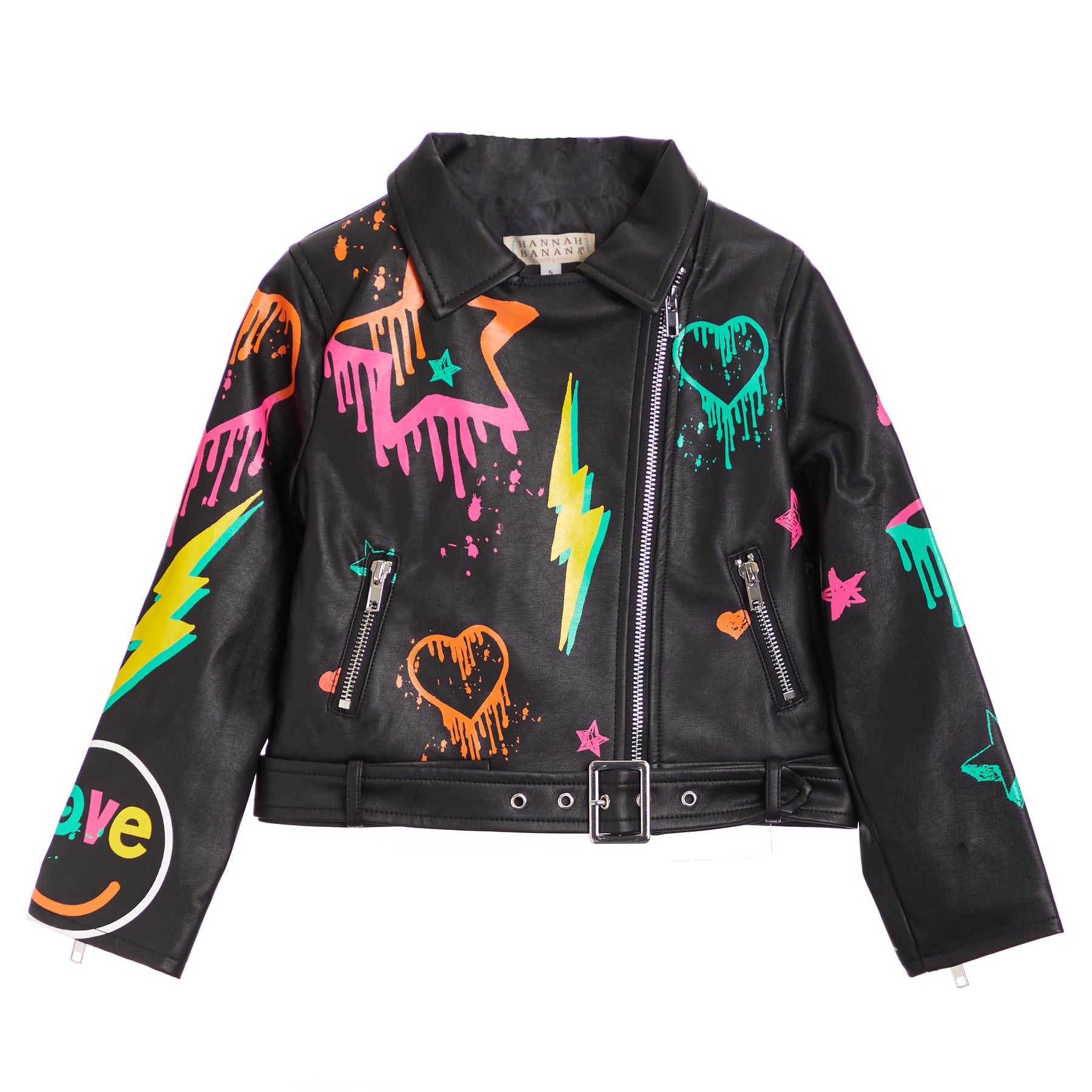 Printed Moto Faux Leather Jacket