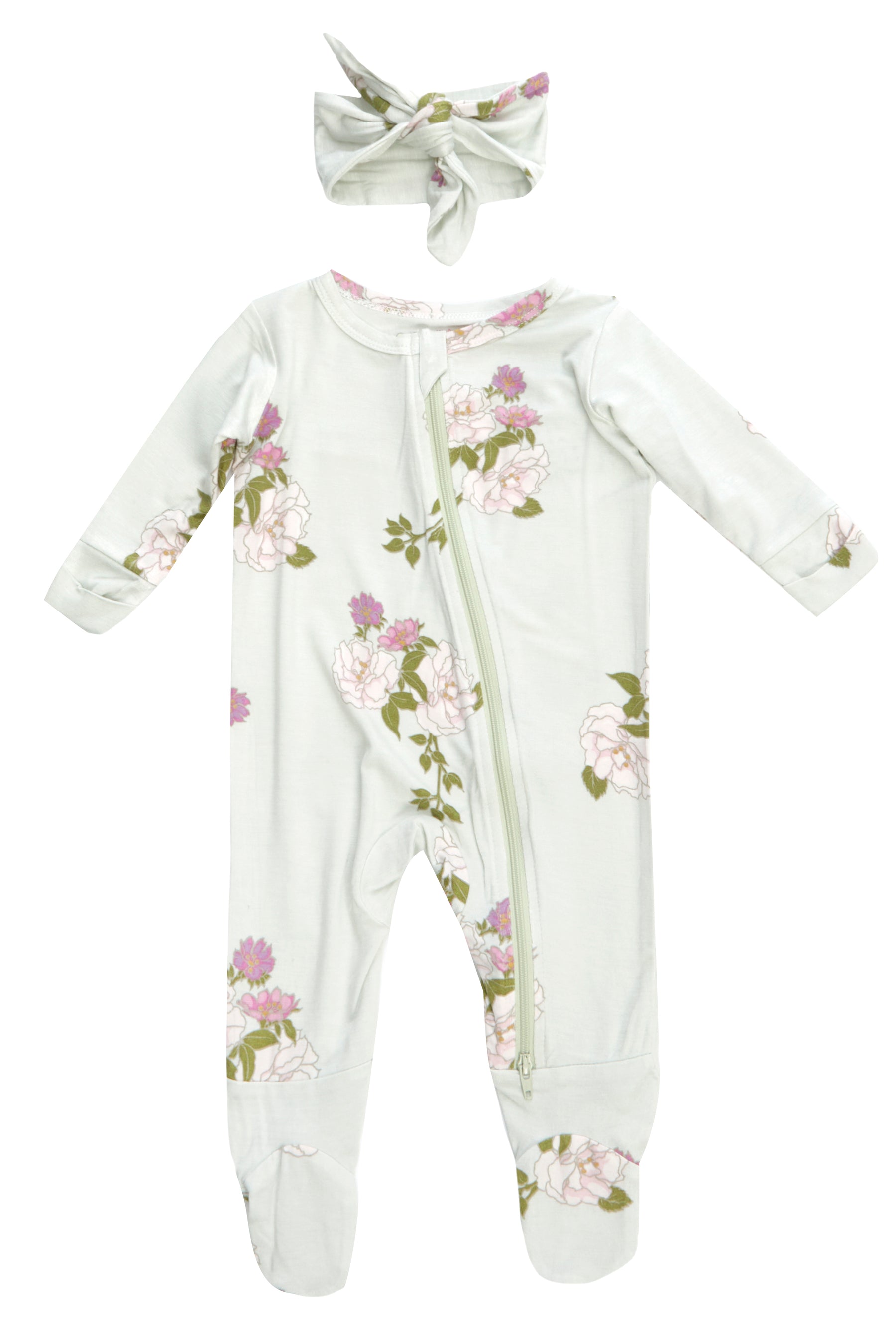 Peony- Footie 2 Piece with Headband