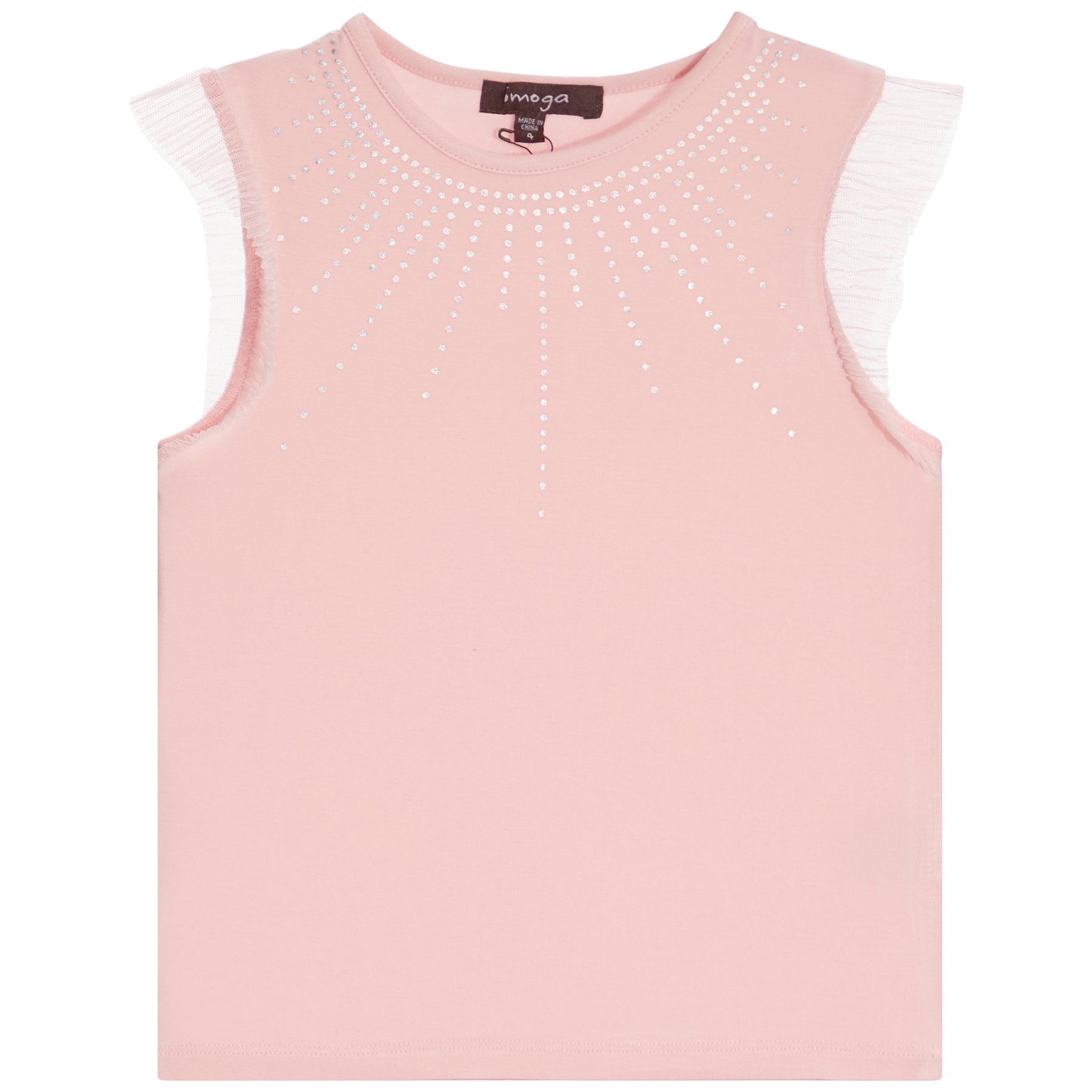 Embellished Jersey And Pleated Mesh Tee