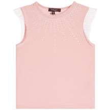 Embellished Jersey And Pleated Mesh Tee