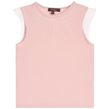 Embellished Jersey And Pleated Mesh Tee