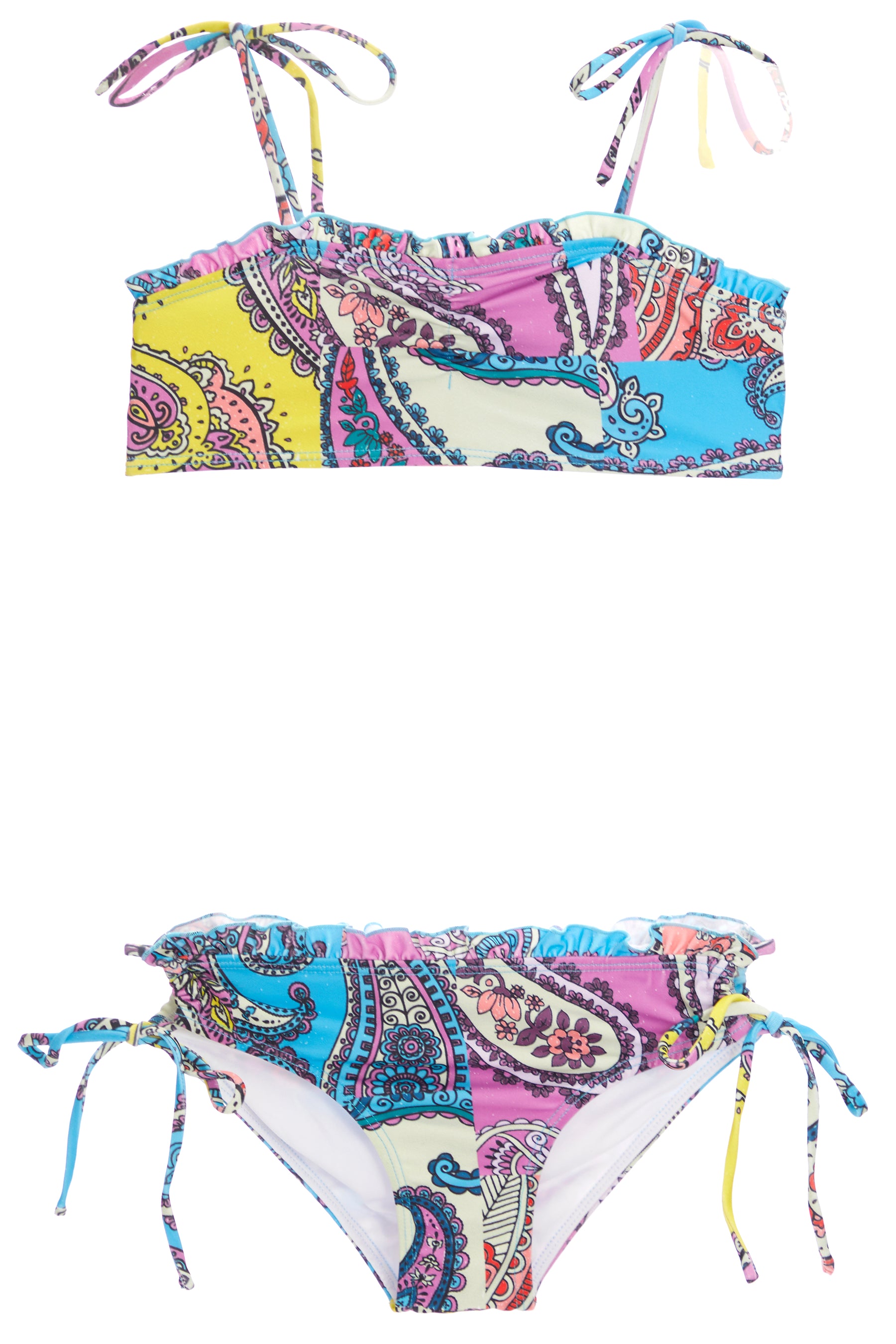 Paisley Tie Ruffle Bikini Set