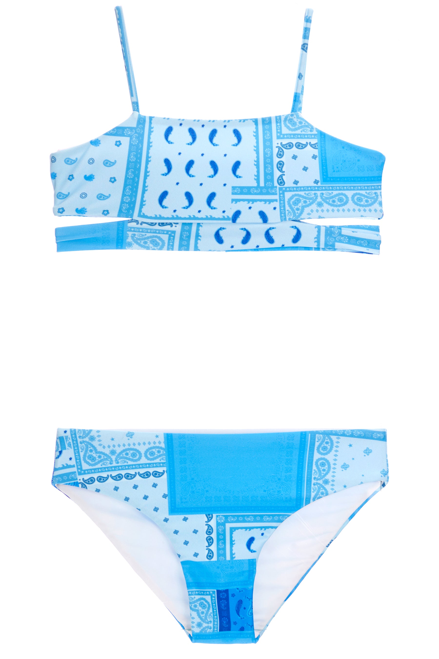 Blue Bandana Cut Out Bikini Set