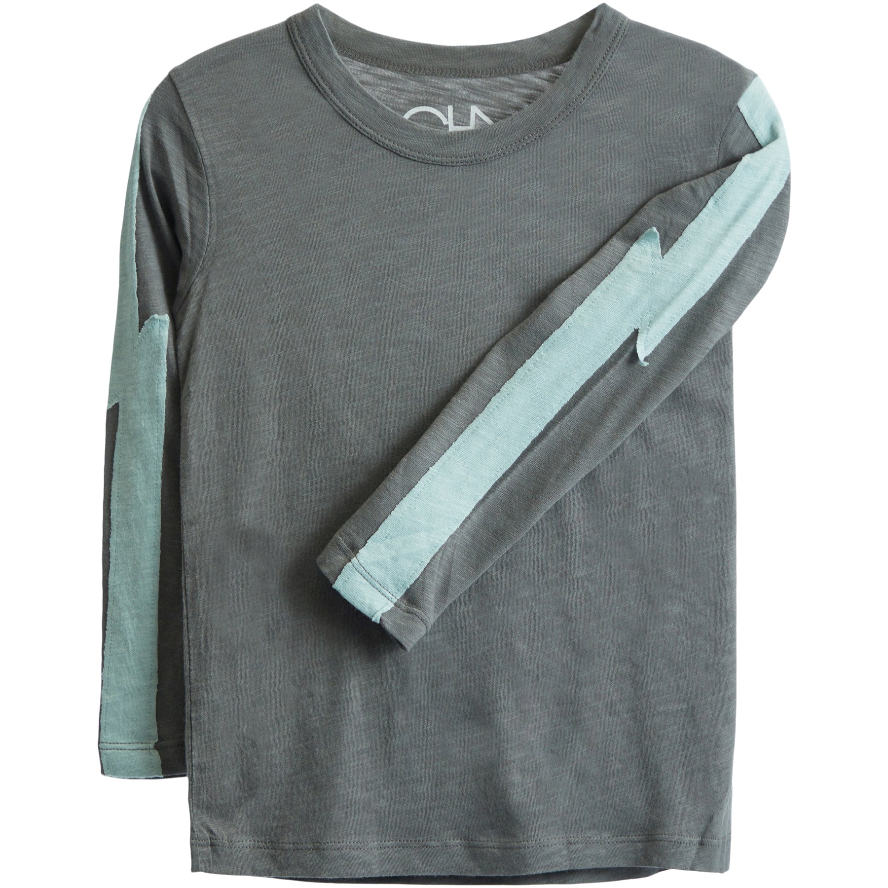 Color Blocked Crewneck Bolt L/S Tee Flax Aloe