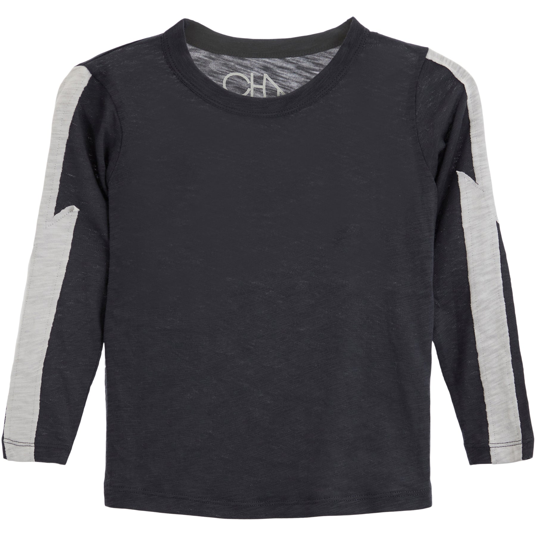 Color Blocked Crewneck Bolt L/S Tee Seaweed White