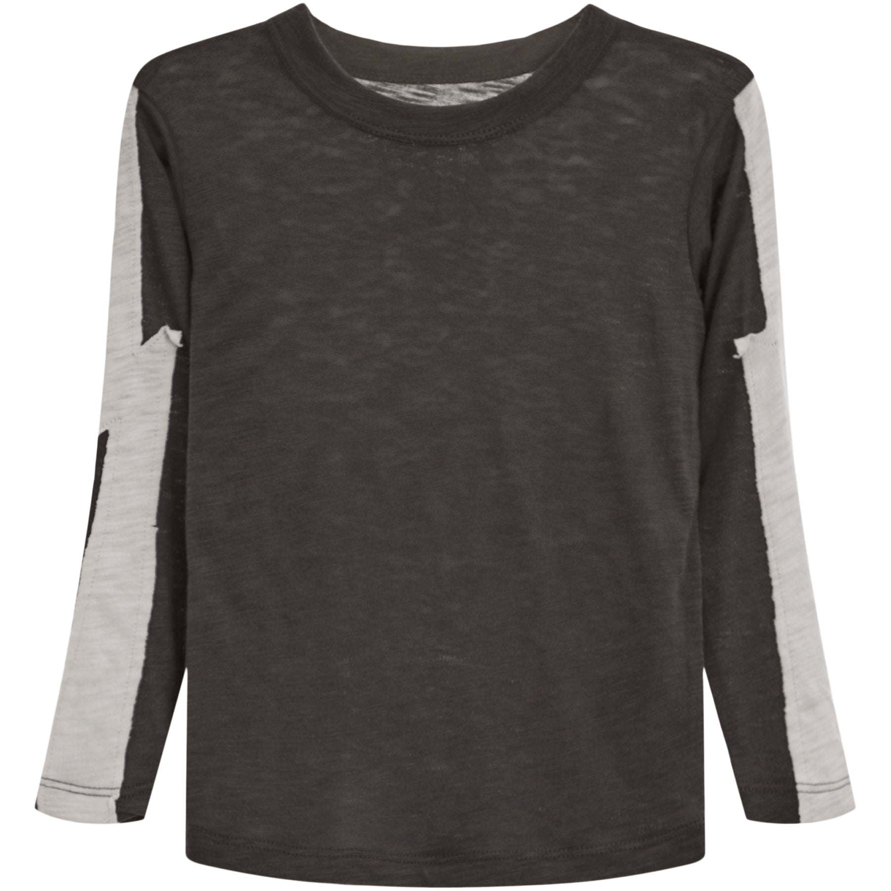 Color Blocked Crew Neck Bolt L/S Tee Seaweed White