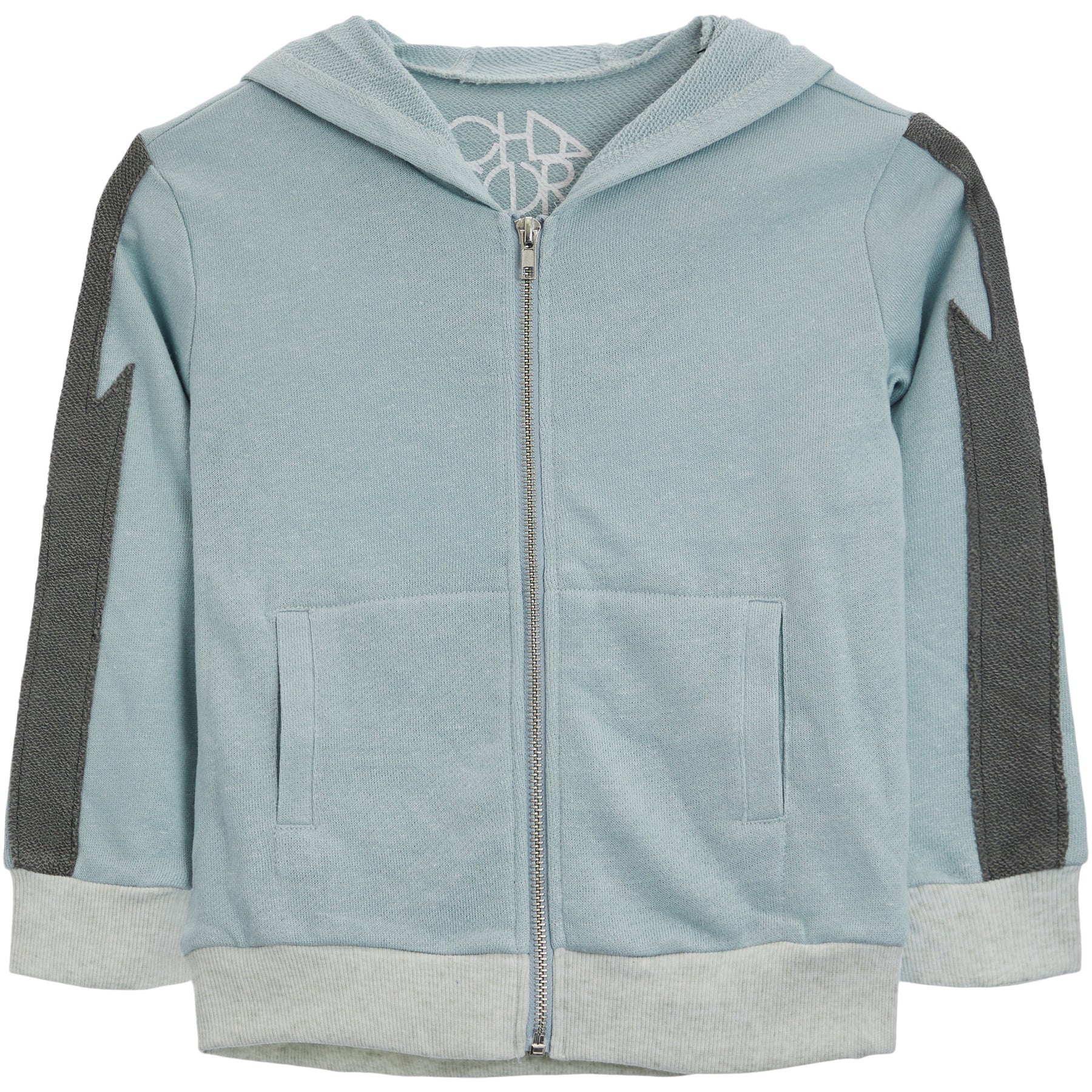 Color Blocked Bolt L/S Zip Up Hoodie Flax/Aloe