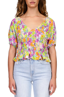 V-Neck Smocked Top