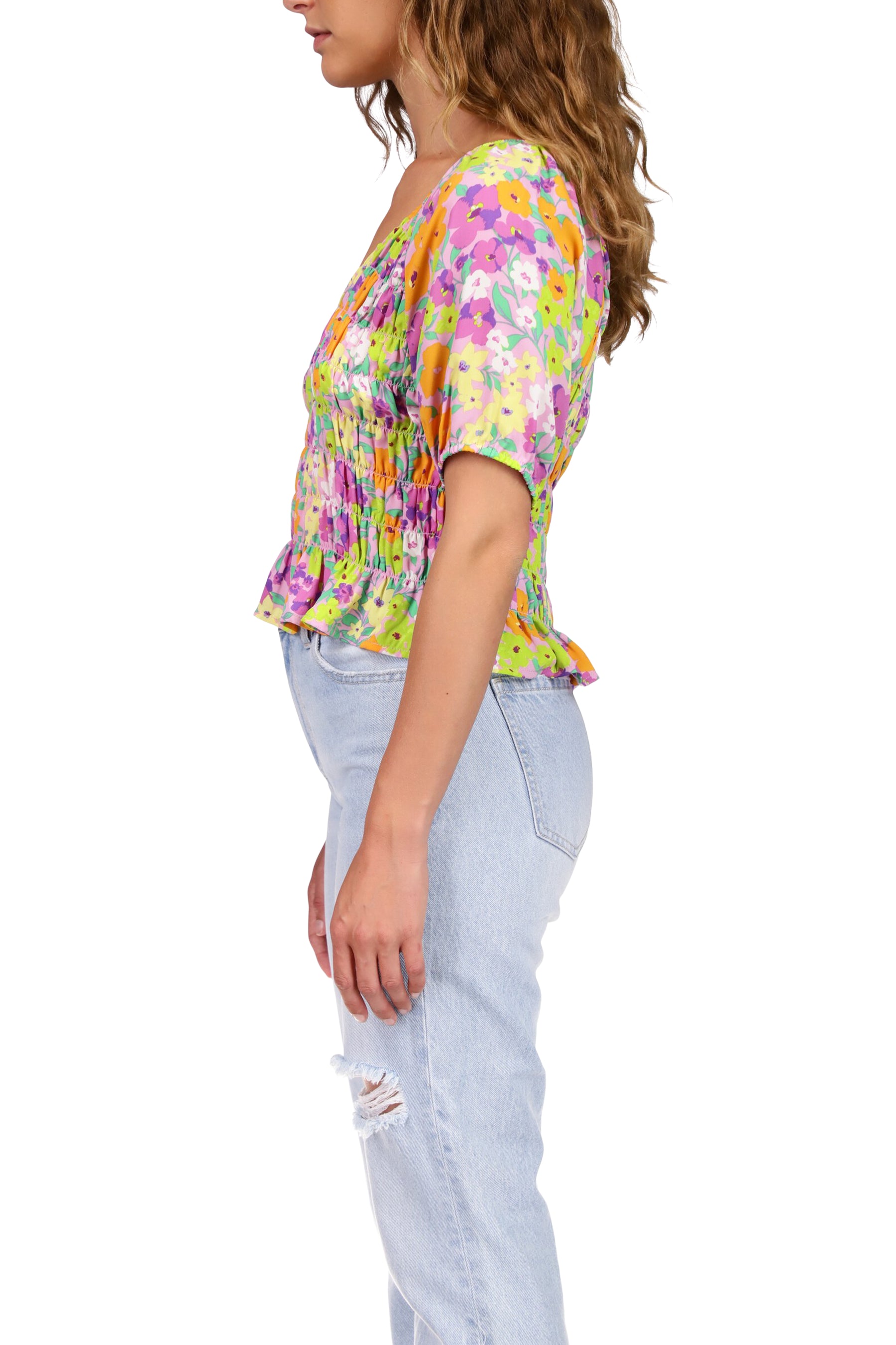 V-Neck Smocked Top