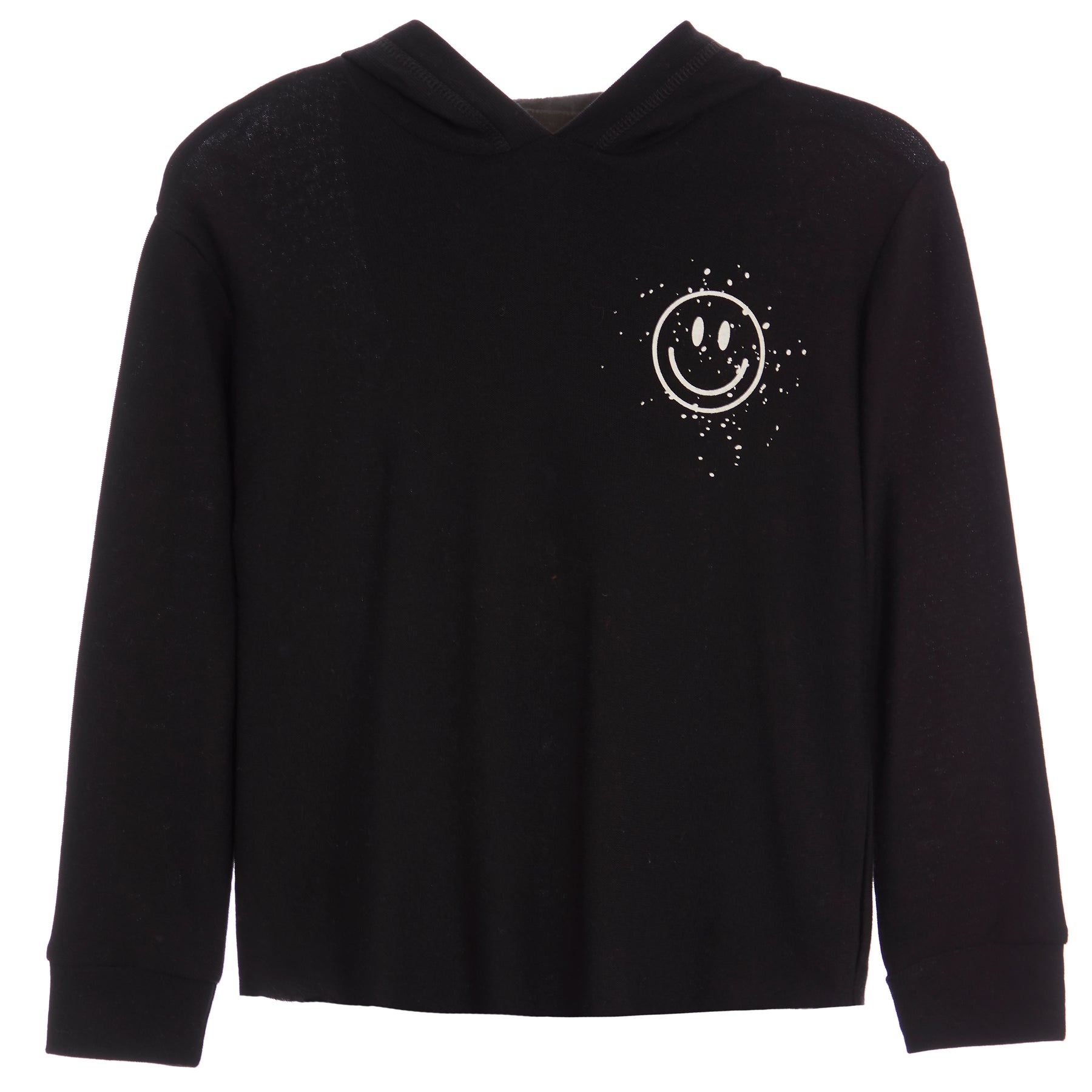 Cozy ‬Knit Splatter Smiley Face Pullover Hoodie