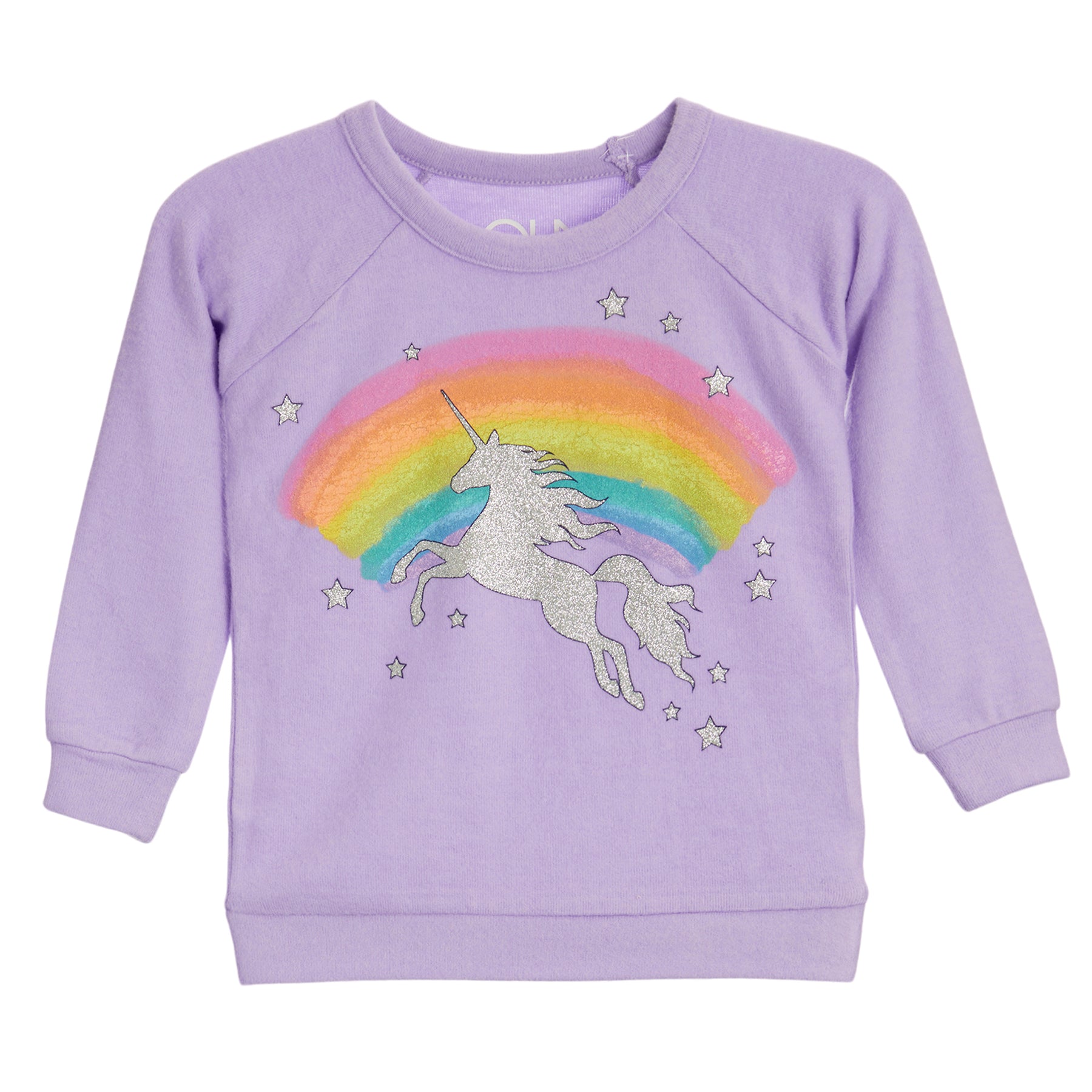 L/S Tee with Glitter Rainbow Unicorn