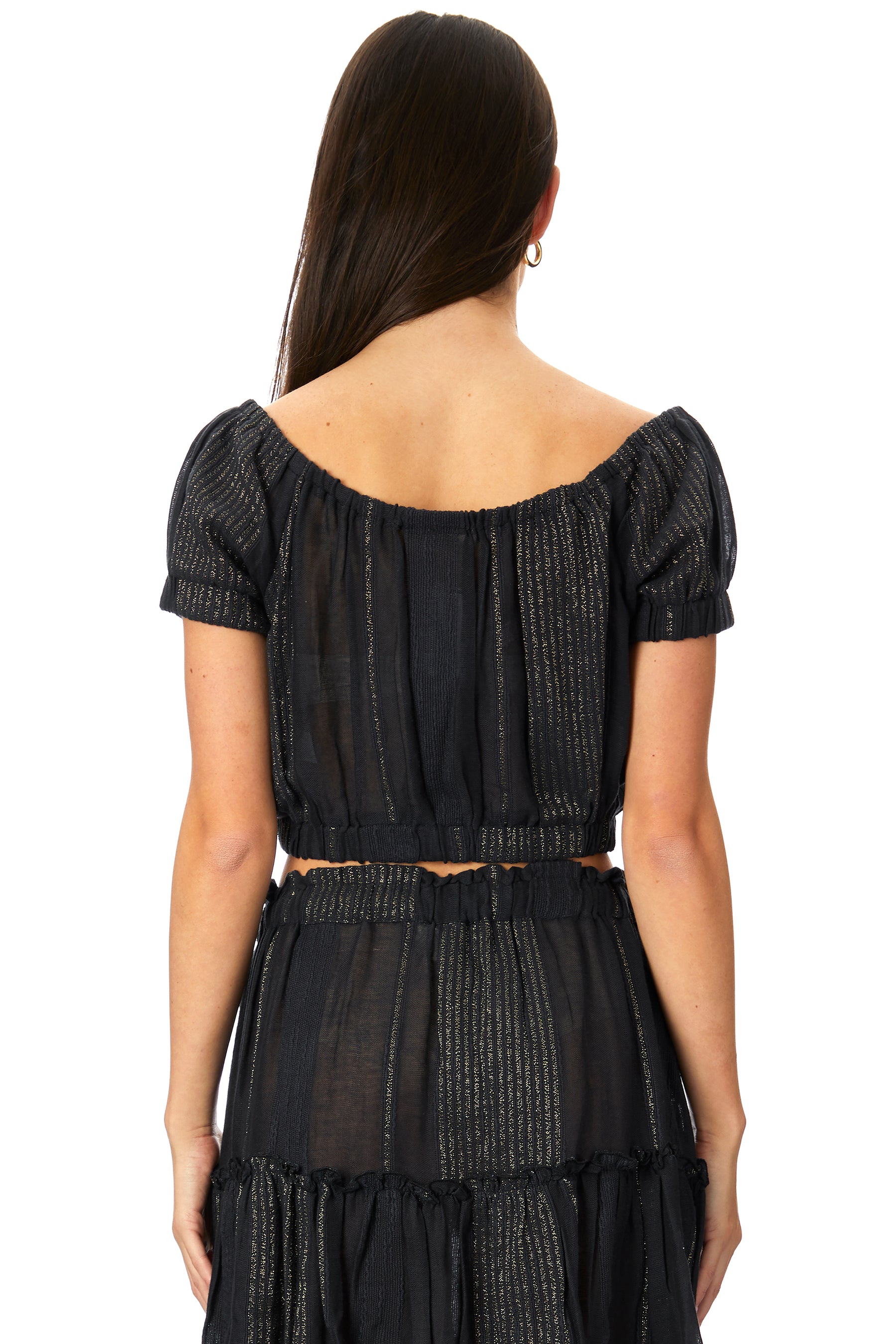 Lurex Stripe Off The Shoulder Top