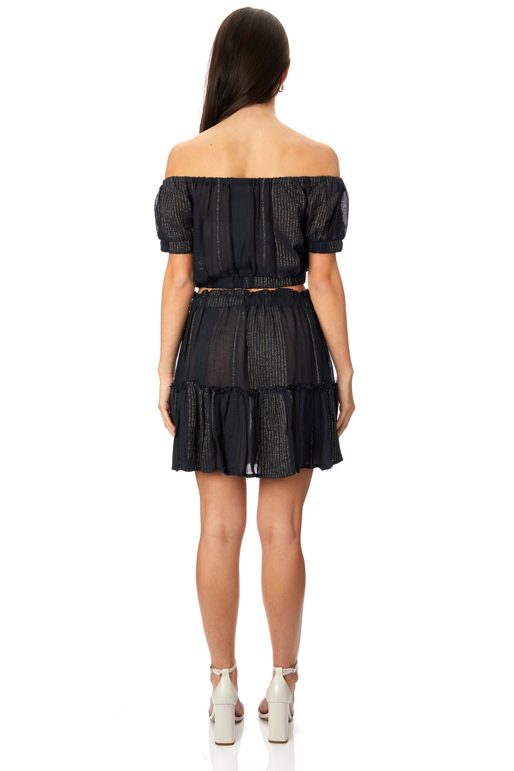 Lurex Stripe Off The Shoulder Top