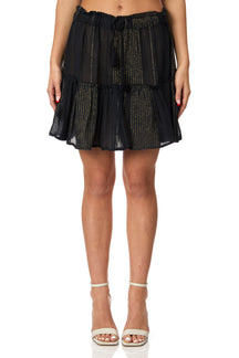 Lurex Stripe Tiered Skirt