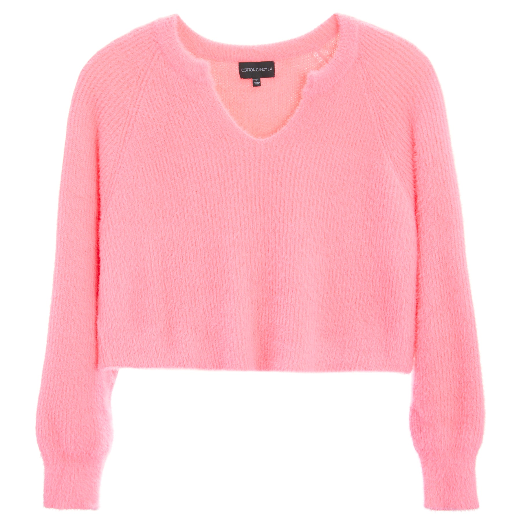 Fuzzy Notch Neck Sweater