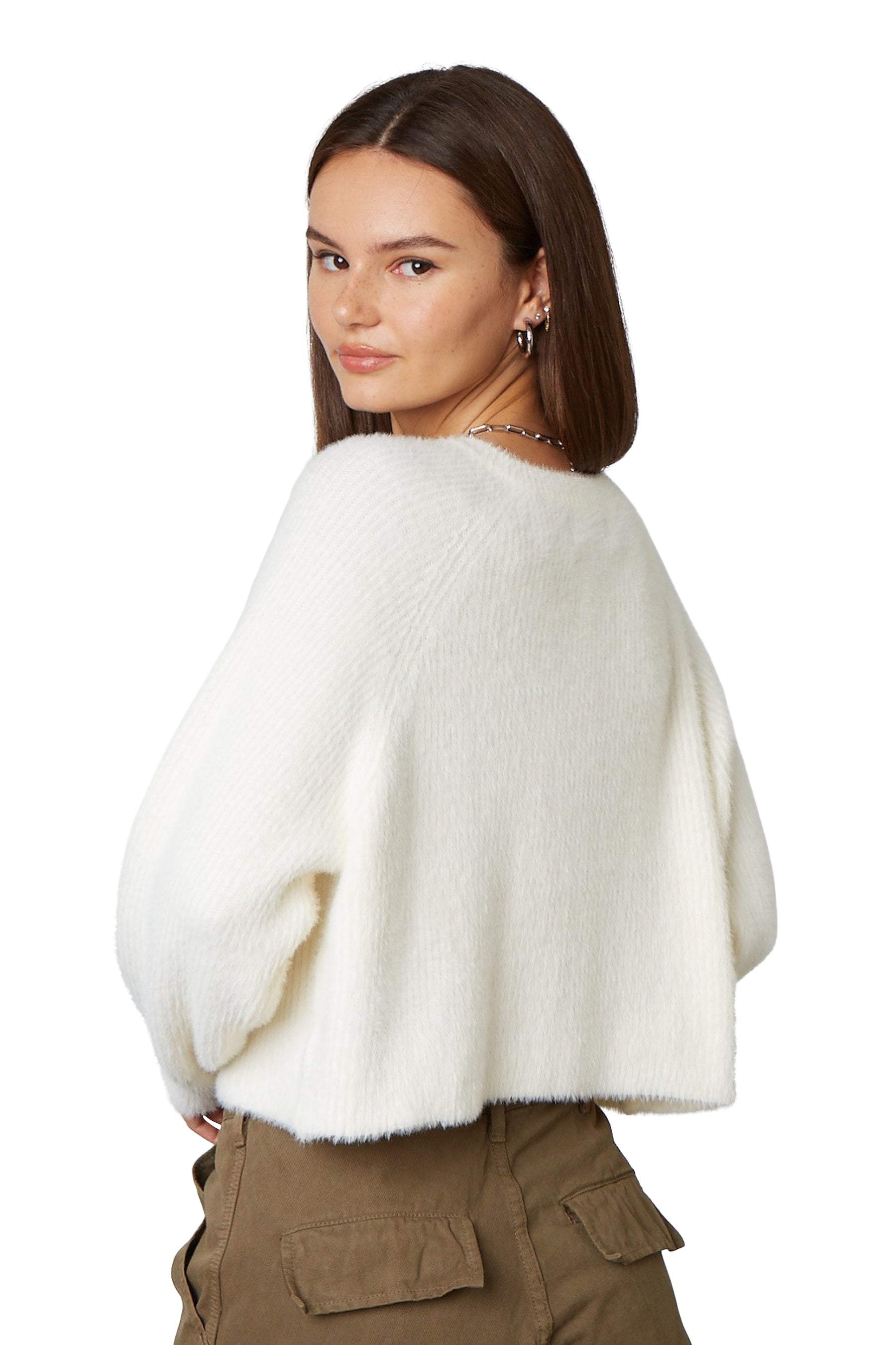 Fuzzy Notch Neck Sweater