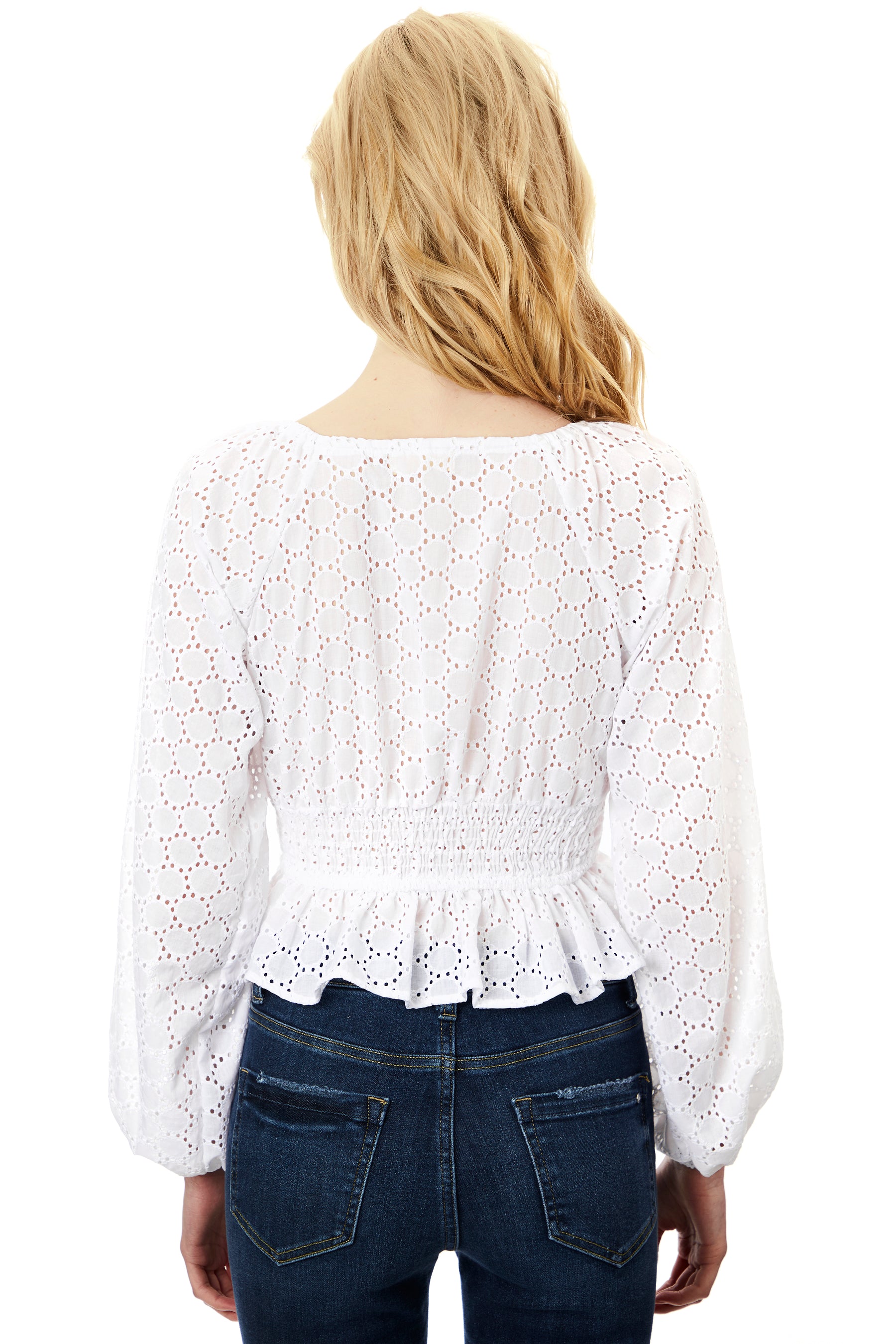 Eyelet Long Sleeve Blouse