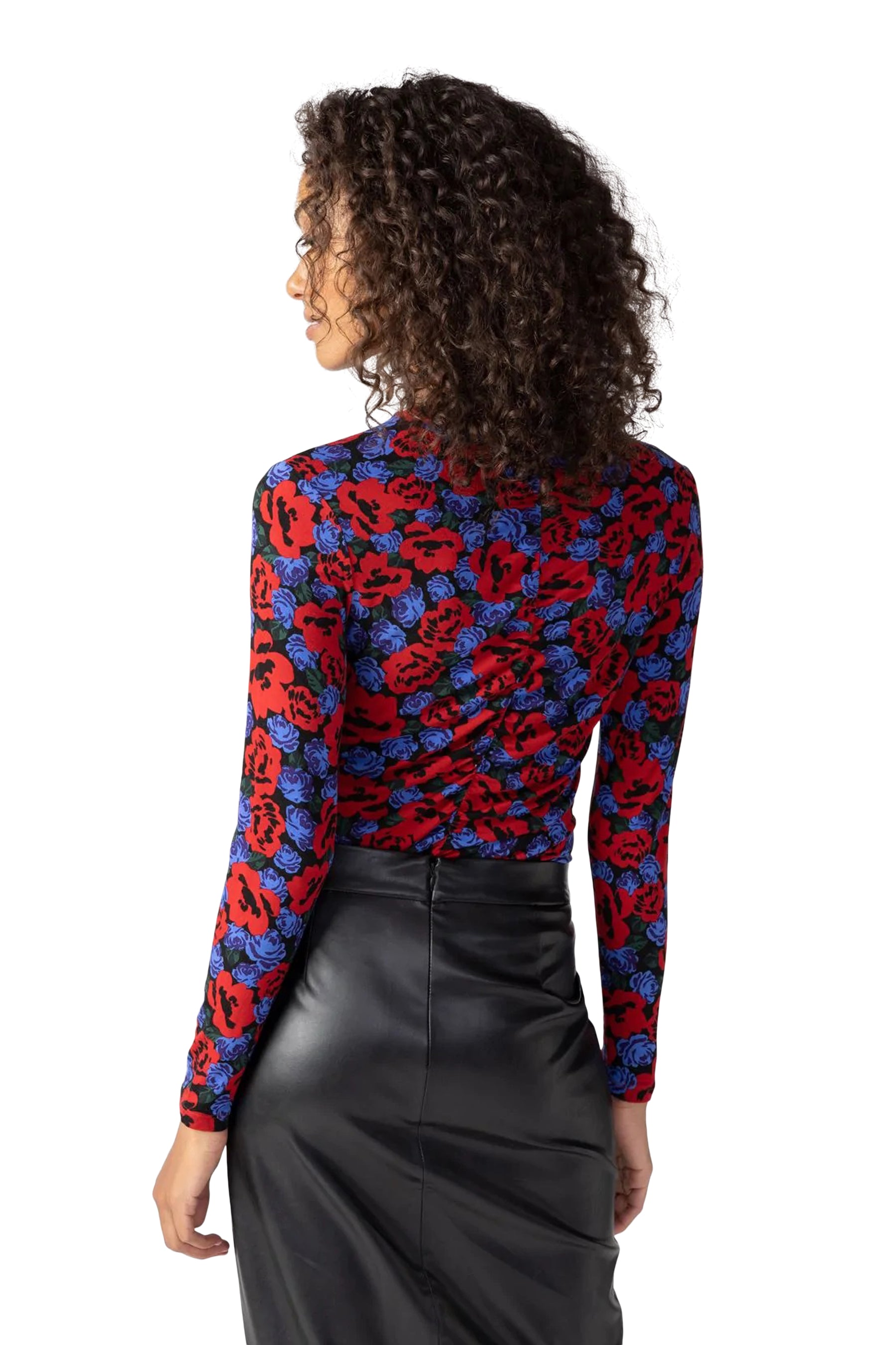Floral Long Sleeve Ruched Top